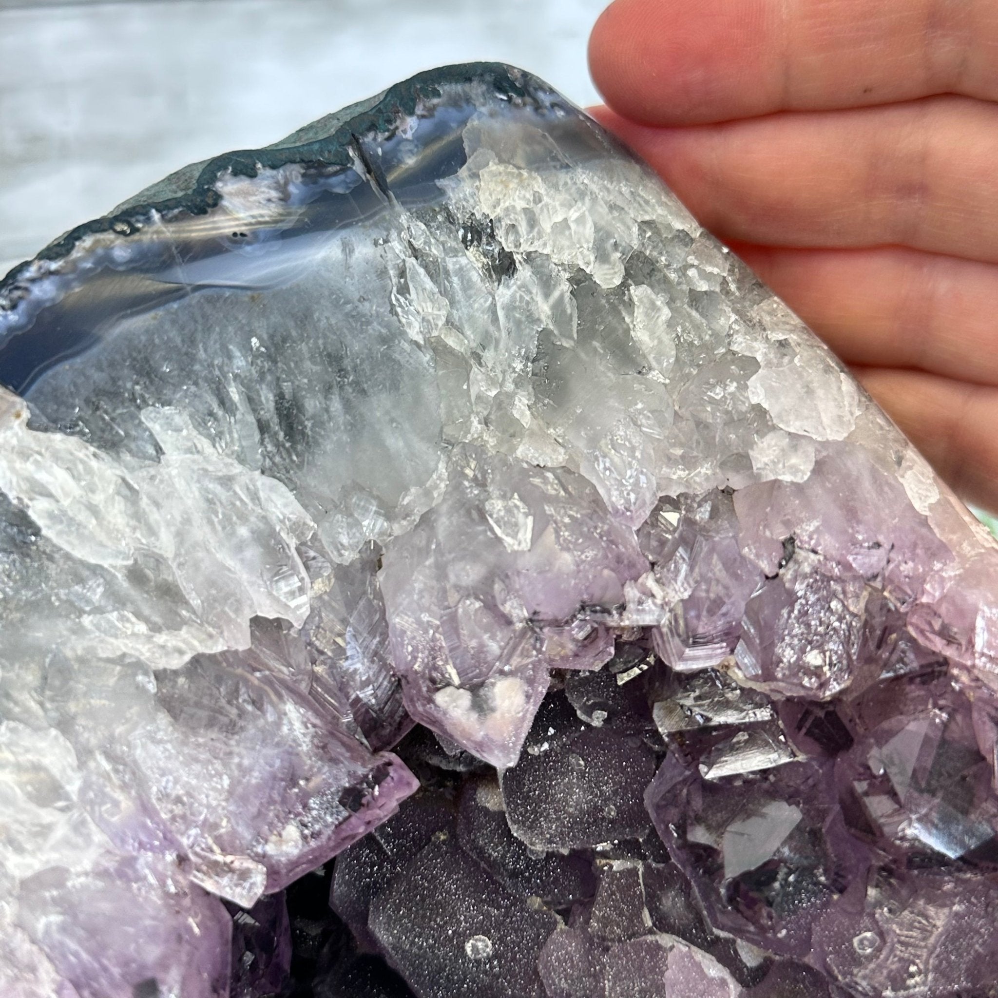 Extra Quality Amethyst Cluster on a Metal Base, 14.7 lbs & 9" Tall, Model #5491-0089 by Brazil Gems - Brazil GemsBrazil GemsExtra Quality Amethyst Cluster on a Metal Base, 14.7 lbs & 9" Tall, Model #5491-0089 by Brazil GemsClusters on Fixed Bases5491-0089