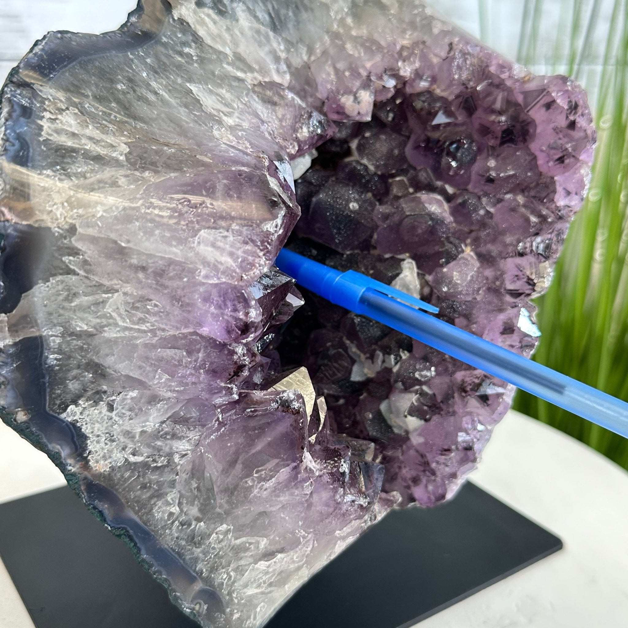Extra Quality Amethyst Cluster on a Metal Base, 14.7 lbs & 9" Tall, Model #5491-0089 by Brazil Gems - Brazil GemsBrazil GemsExtra Quality Amethyst Cluster on a Metal Base, 14.7 lbs & 9" Tall, Model #5491-0089 by Brazil GemsClusters on Fixed Bases5491-0089