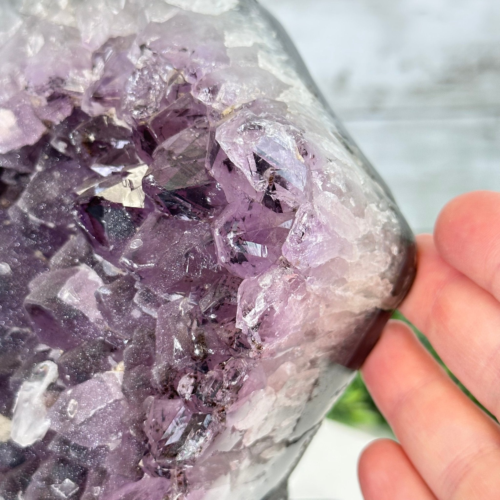 Extra Quality Amethyst Cluster on a Metal Base, 14.7 lbs & 9" Tall, Model #5491-0089 by Brazil Gems - Brazil GemsBrazil GemsExtra Quality Amethyst Cluster on a Metal Base, 14.7 lbs & 9" Tall, Model #5491-0089 by Brazil GemsClusters on Fixed Bases5491-0089