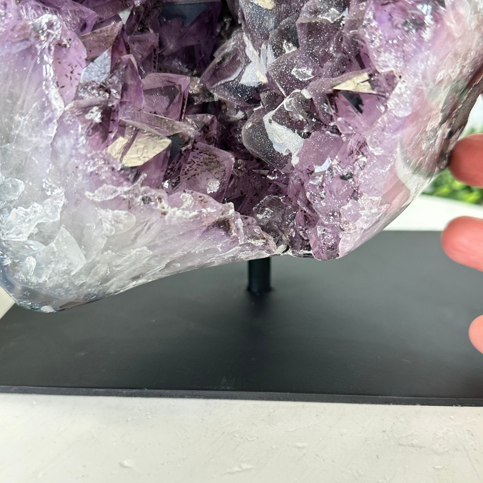 Extra Quality Amethyst Cluster on a Metal Base, 14.7 lbs & 9" Tall, Model #5491-0089 by Brazil Gems - Brazil GemsBrazil GemsExtra Quality Amethyst Cluster on a Metal Base, 14.7 lbs & 9" Tall, Model #5491-0089 by Brazil GemsClusters on Fixed Bases5491-0089