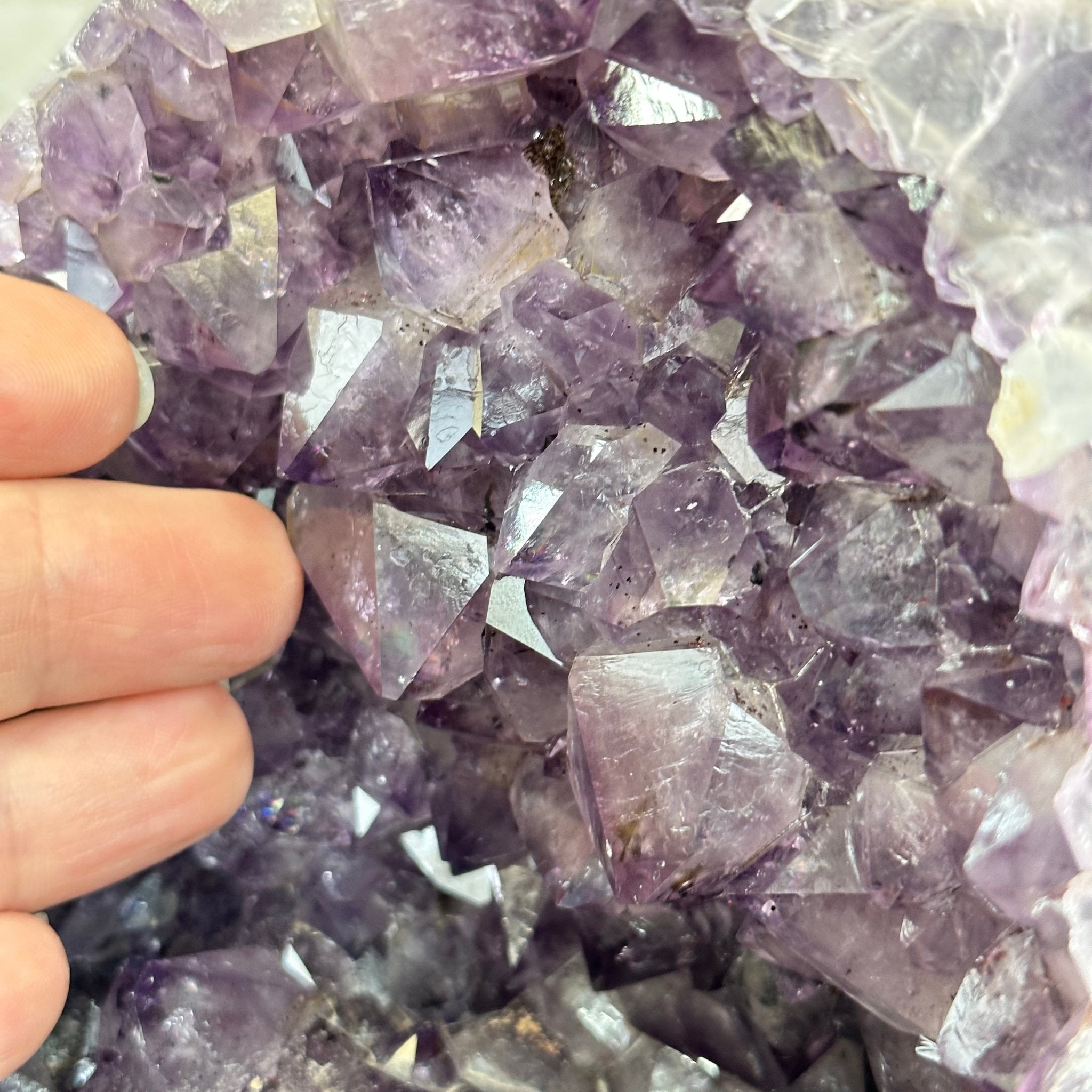 Extra Quality Amethyst Cluster on a Metal Base, 16 lbs & 10.25" Tall, Model #5491-0092 by Brazil Gems - Brazil GemsBrazil GemsExtra Quality Amethyst Cluster on a Metal Base, 16 lbs & 10.25" Tall, Model #5491-0092 by Brazil GemsClusters on Fixed Bases5491-0092