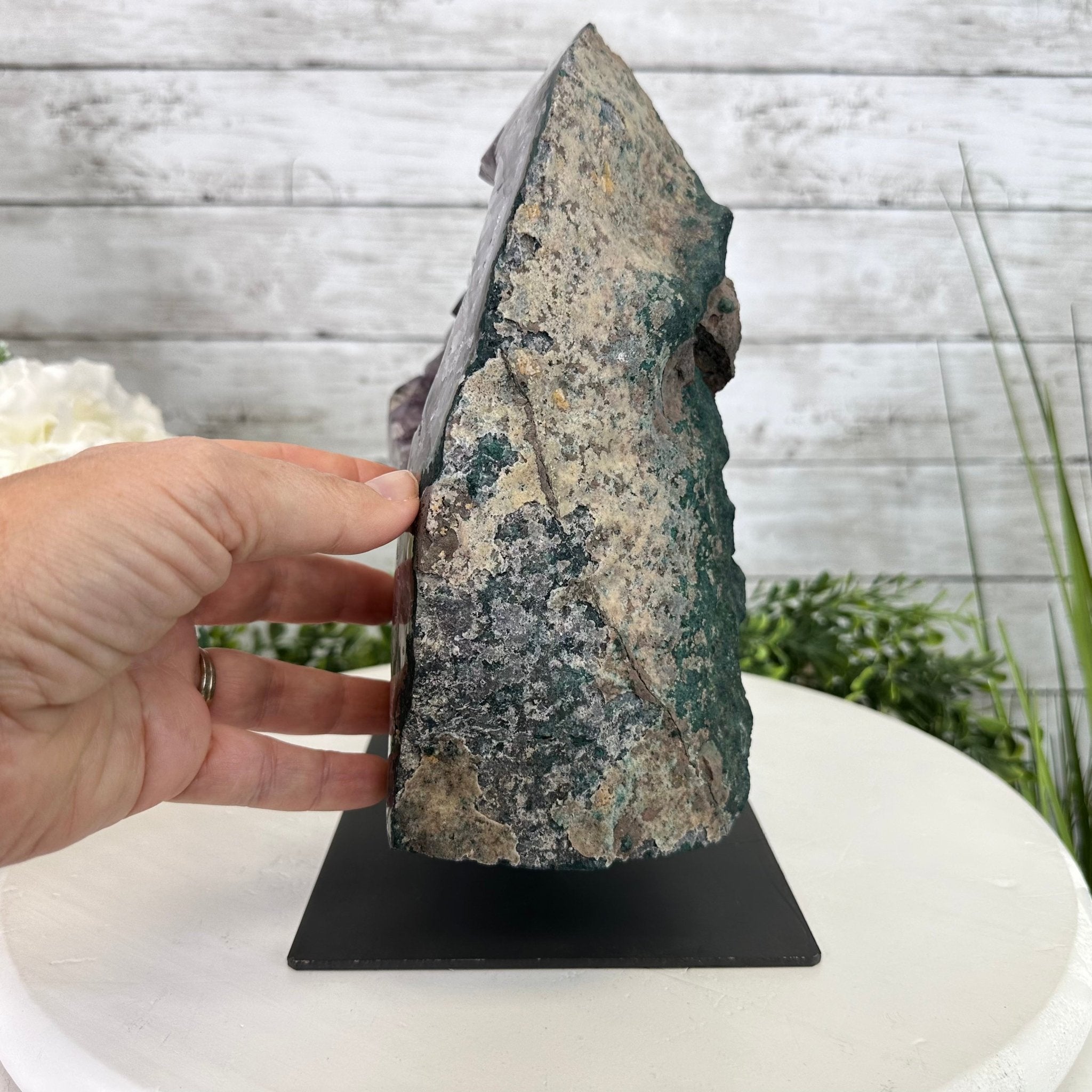 Extra Quality Amethyst Cluster on a Metal Base, 16 lbs & 10.25" Tall, Model #5491-0092 by Brazil Gems - Brazil GemsBrazil GemsExtra Quality Amethyst Cluster on a Metal Base, 16 lbs & 10.25" Tall, Model #5491-0092 by Brazil GemsClusters on Fixed Bases5491-0092