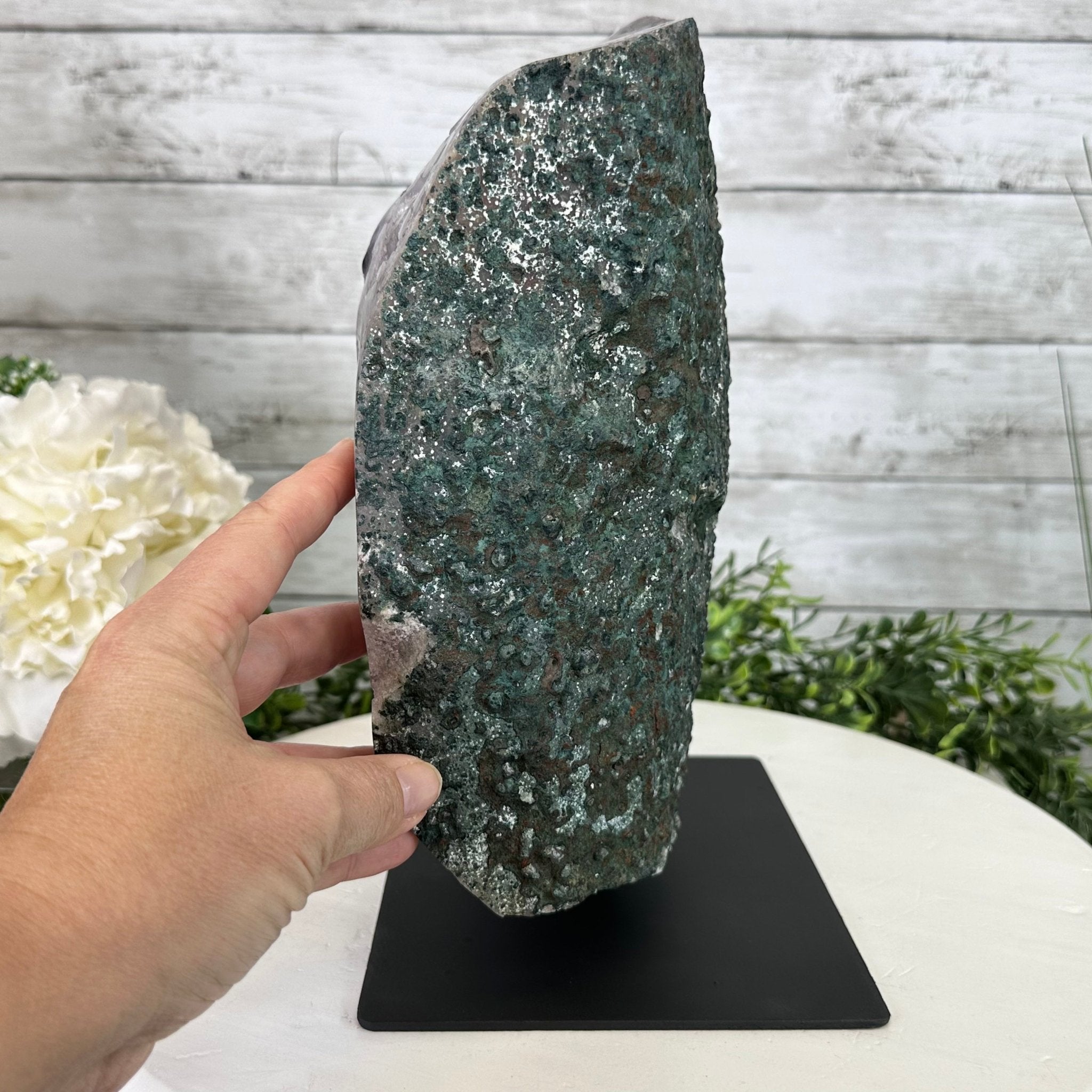 Extra Quality Amethyst Cluster on a Metal Base, 19.1 lbs & 11" Tall, Model #5491-0095 by Brazil Gems - Brazil GemsBrazil GemsExtra Quality Amethyst Cluster on a Metal Base, 19.1 lbs & 11" Tall, Model #5491-0095 by Brazil GemsClusters on Fixed Bases5491-0095