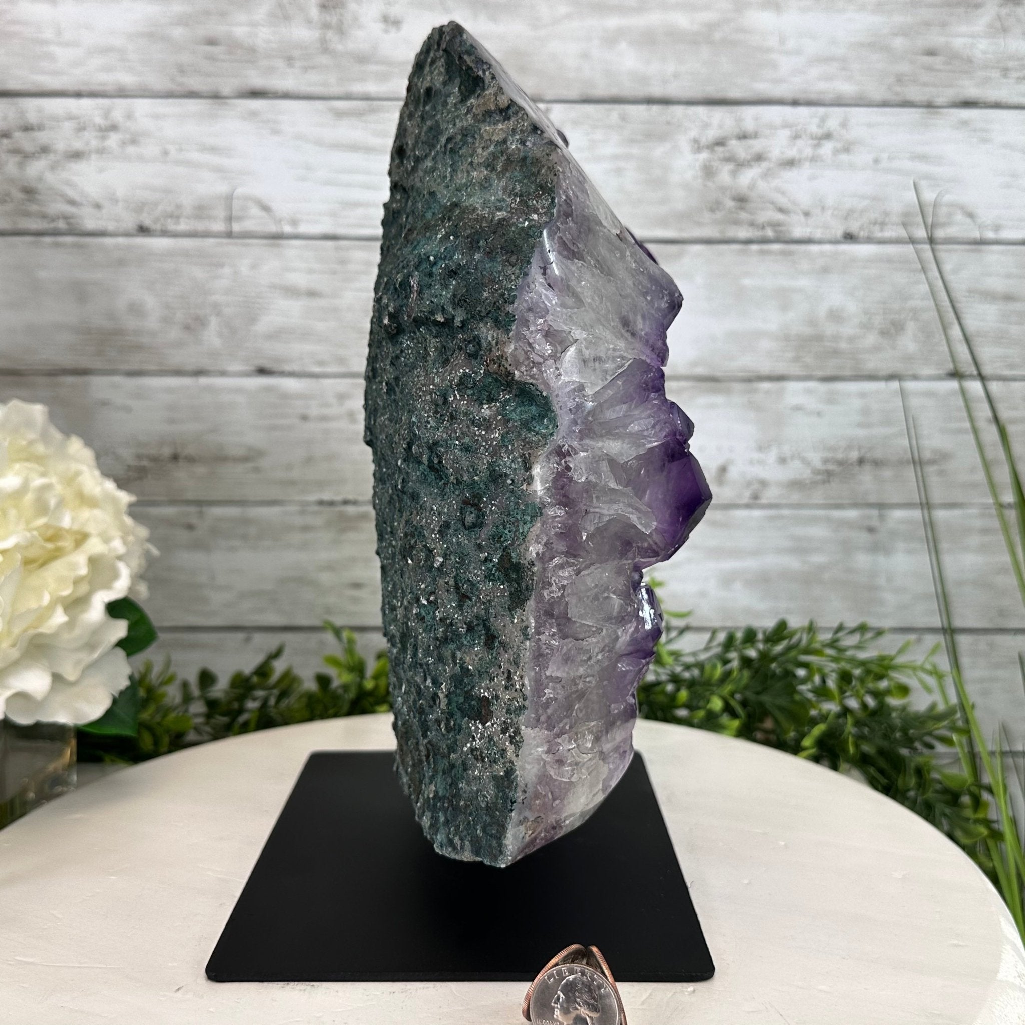 Extra Quality Amethyst Cluster on a Metal Base, 19.1 lbs & 11" Tall, Model #5491-0095 by Brazil Gems - Brazil GemsBrazil GemsExtra Quality Amethyst Cluster on a Metal Base, 19.1 lbs & 11" Tall, Model #5491-0095 by Brazil GemsClusters on Fixed Bases5491-0095