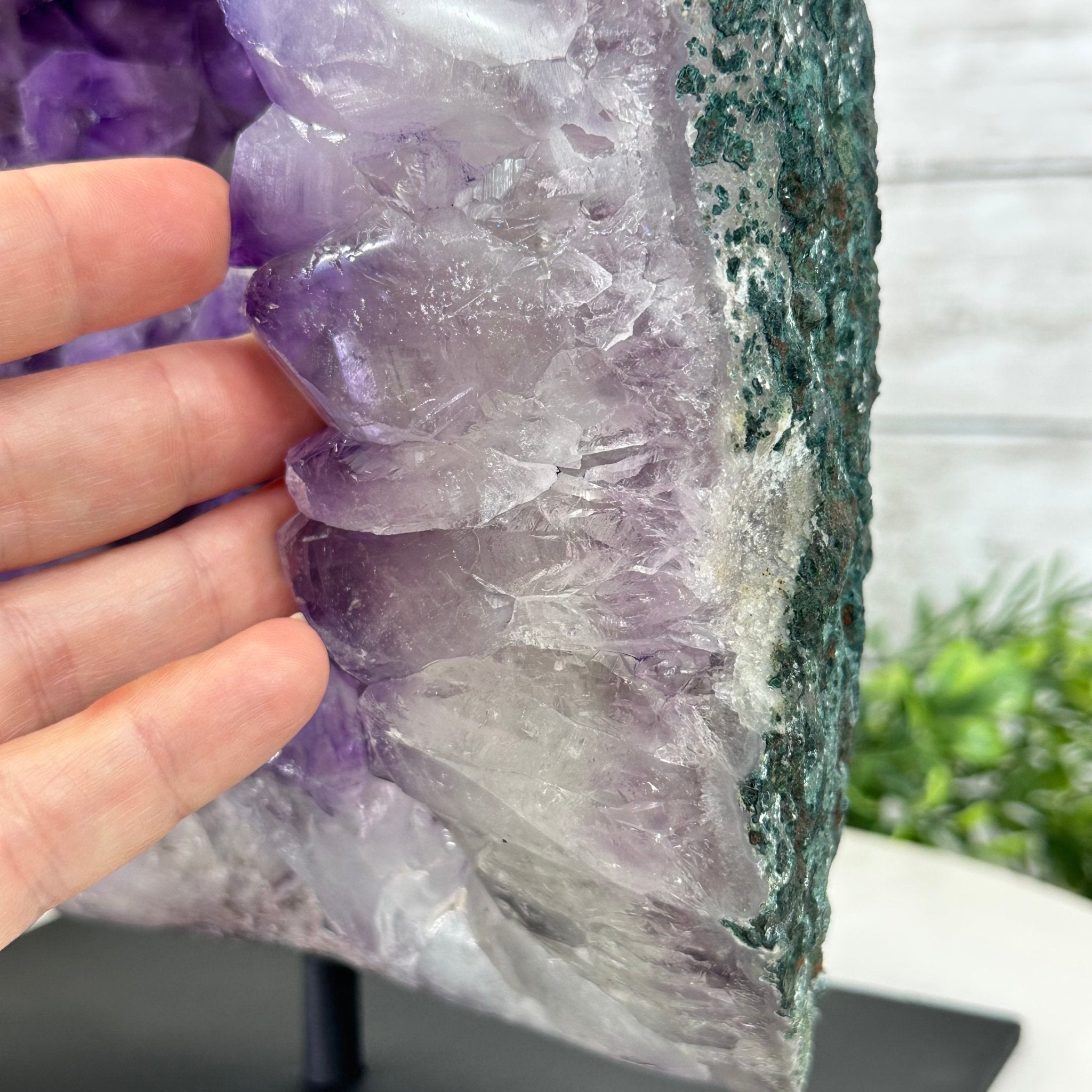 Extra Quality Amethyst Cluster on a Metal Base, 19.1 lbs & 11" Tall, Model #5491-0095 by Brazil Gems - Brazil GemsBrazil GemsExtra Quality Amethyst Cluster on a Metal Base, 19.1 lbs & 11" Tall, Model #5491-0095 by Brazil GemsClusters on Fixed Bases5491-0095