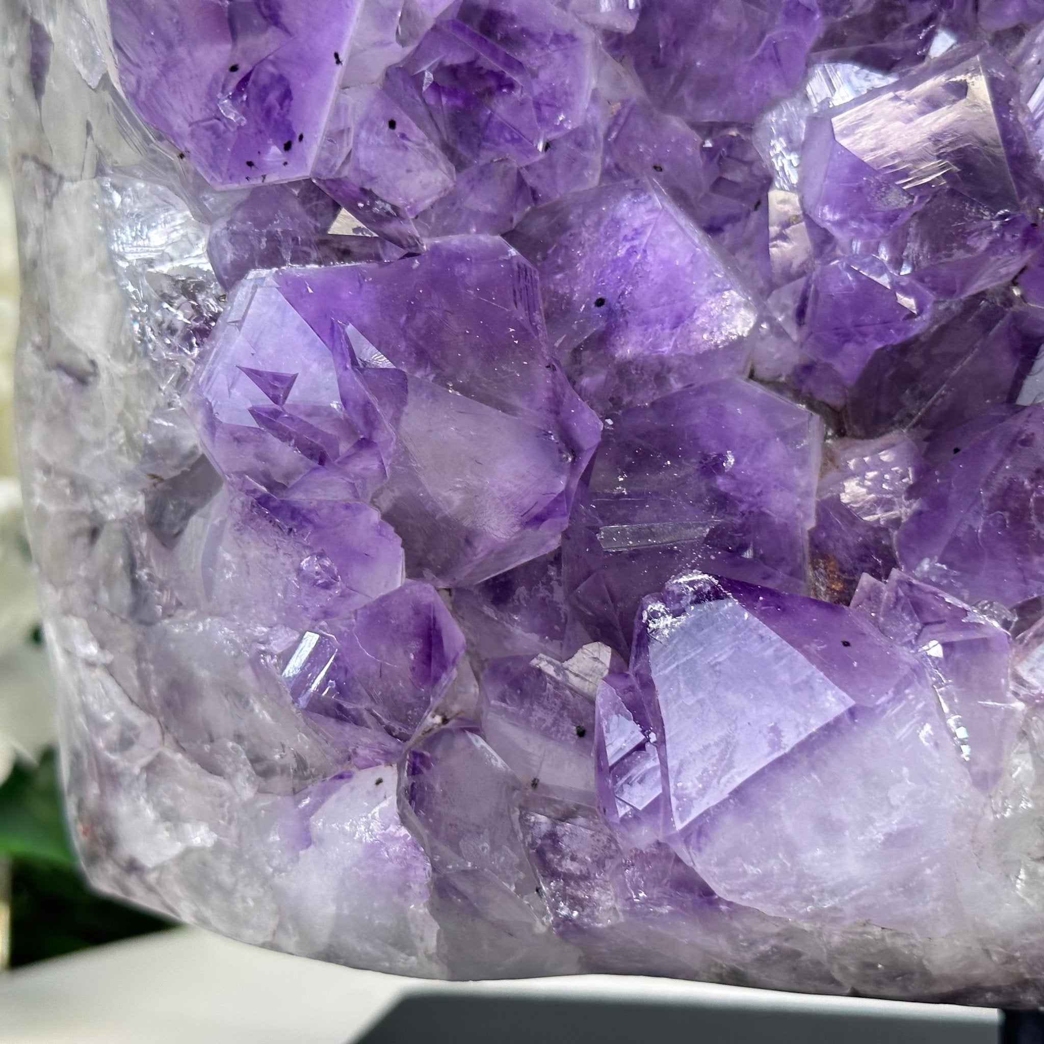 Extra Quality Amethyst Cluster on a Metal Base, 19.1 lbs & 11" Tall, Model #5491-0095 by Brazil Gems - Brazil GemsBrazil GemsExtra Quality Amethyst Cluster on a Metal Base, 19.1 lbs & 11" Tall, Model #5491-0095 by Brazil GemsClusters on Fixed Bases5491-0095