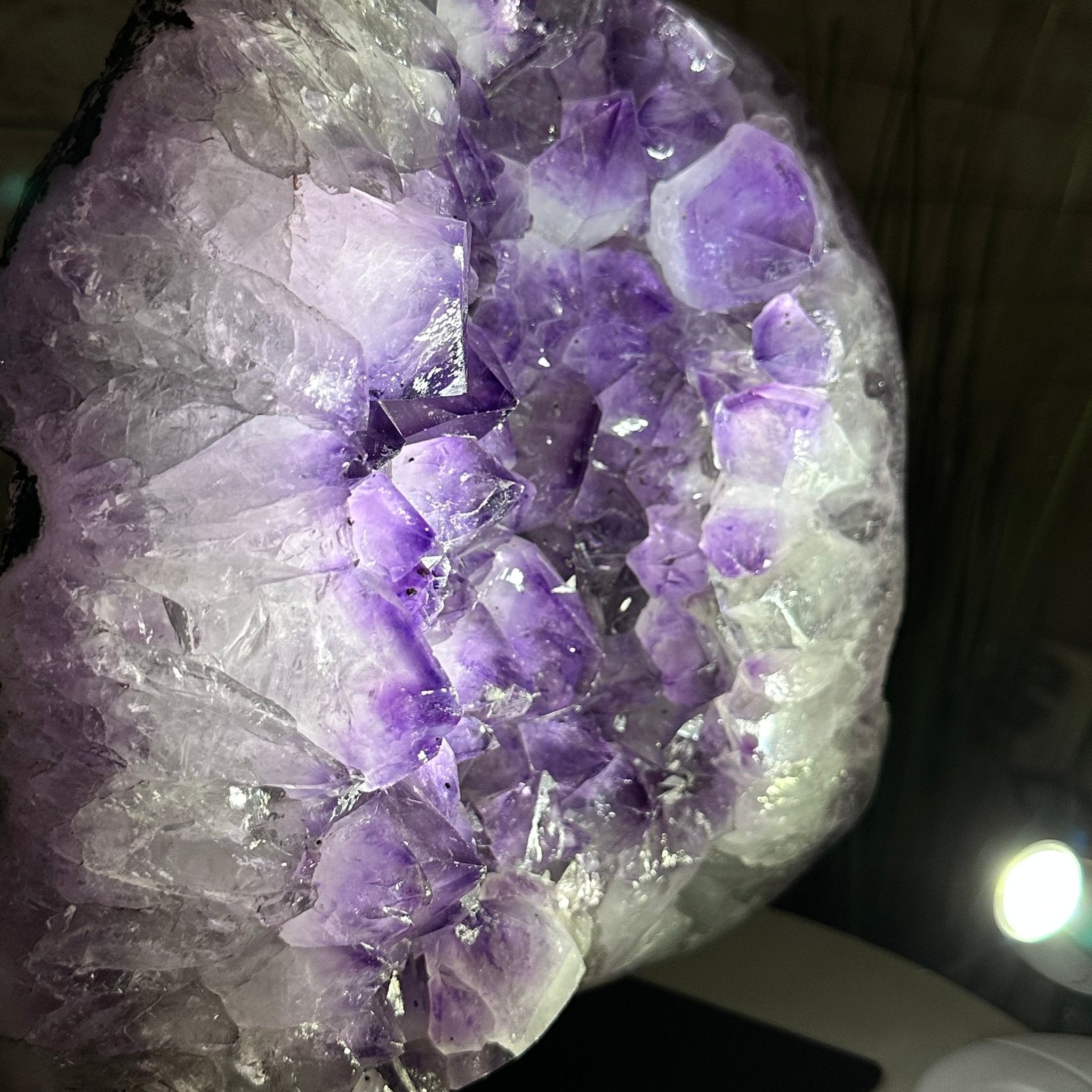 Extra Quality Amethyst Cluster on a Metal Base, 19.1 lbs & 11" Tall, Model #5491-0095 by Brazil Gems - Brazil GemsBrazil GemsExtra Quality Amethyst Cluster on a Metal Base, 19.1 lbs & 11" Tall, Model #5491-0095 by Brazil GemsClusters on Fixed Bases5491-0095
