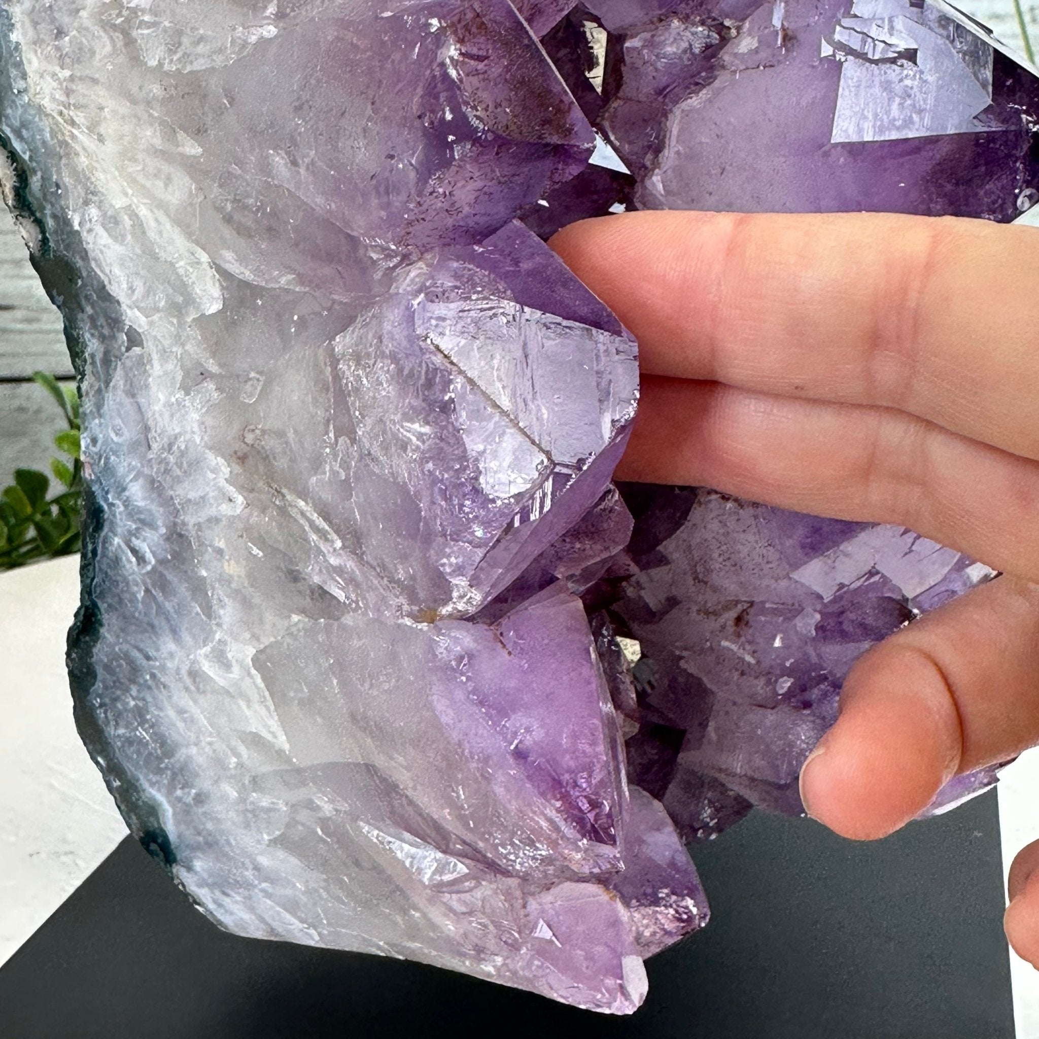 Extra Quality Amethyst Cluster on a Metal Base, 26.5 lbs & 12.2" Tall, Model #5491-0097 by Brazil Gems - Brazil GemsBrazil GemsExtra Quality Amethyst Cluster on a Metal Base, 26.5 lbs & 12.2" Tall, Model #5491-0097 by Brazil GemsClusters on Fixed Bases5491-0097