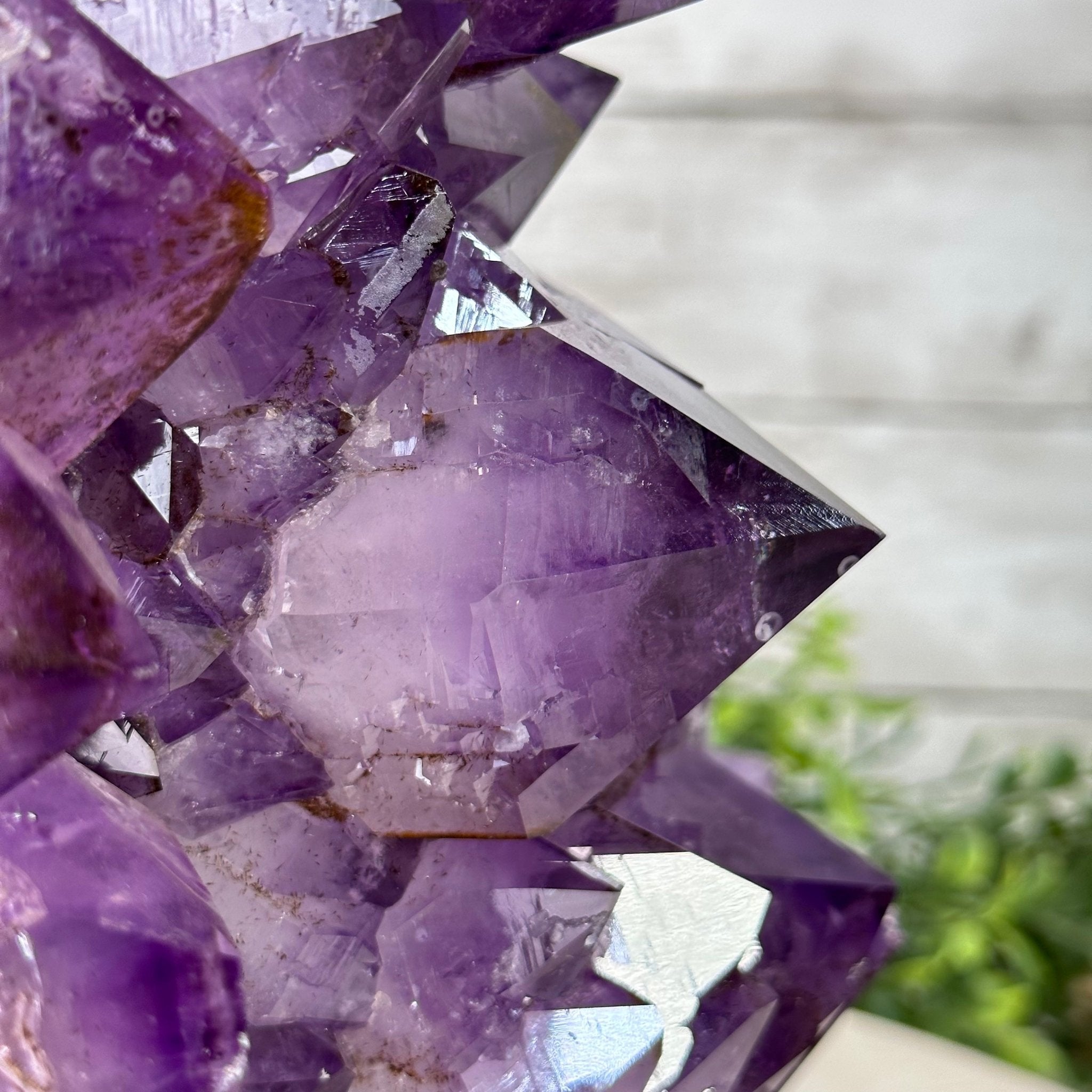 Extra Quality Amethyst Cluster on a Metal Base, 26.5 lbs & 12.2" Tall, Model #5491-0097 by Brazil Gems - Brazil GemsBrazil GemsExtra Quality Amethyst Cluster on a Metal Base, 26.5 lbs & 12.2" Tall, Model #5491-0097 by Brazil GemsClusters on Fixed Bases5491-0097