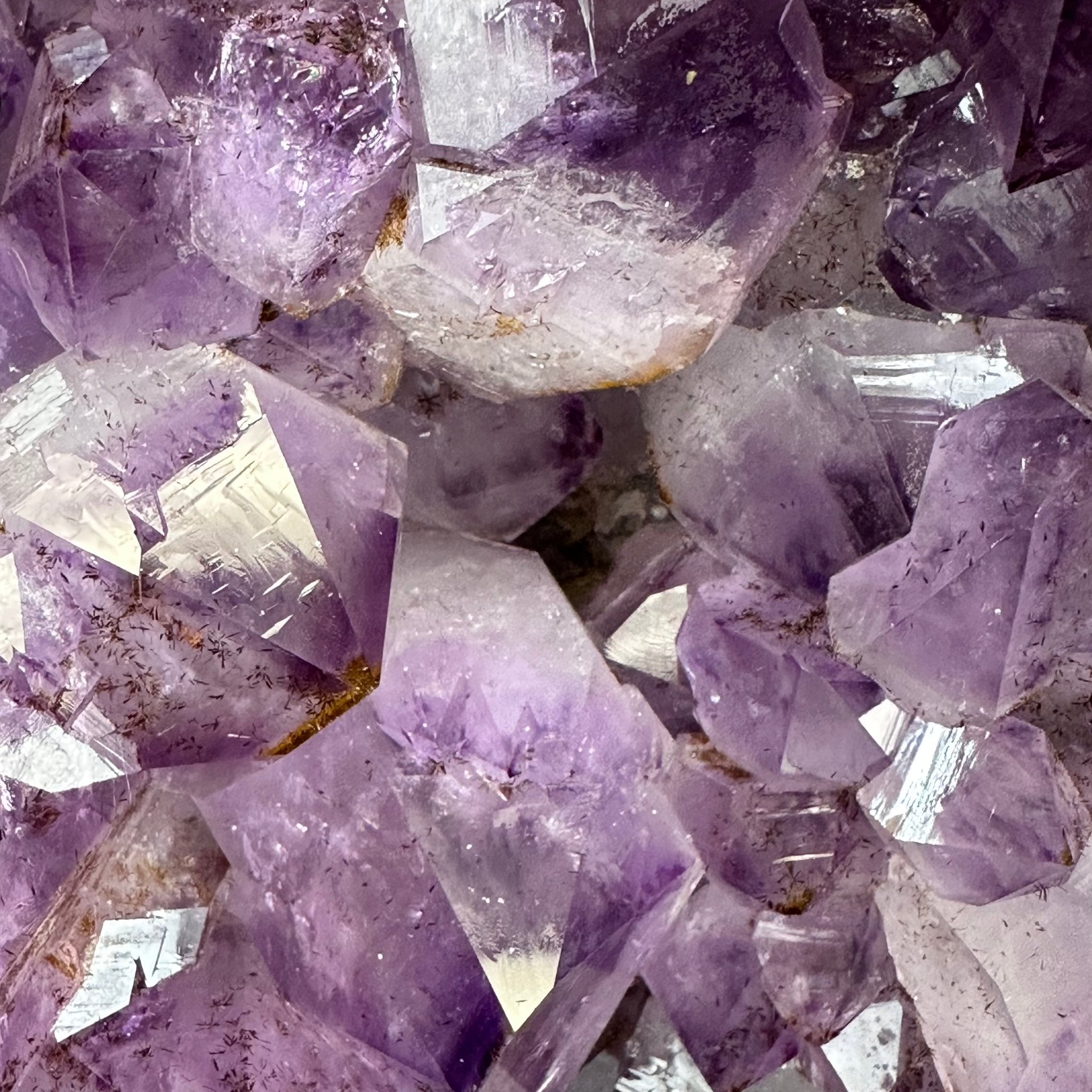Extra Quality Amethyst Cluster on a Metal Base, 26.5 lbs & 12.2" Tall, Model #5491-0097 by Brazil Gems - Brazil GemsBrazil GemsExtra Quality Amethyst Cluster on a Metal Base, 26.5 lbs & 12.2" Tall, Model #5491-0097 by Brazil GemsClusters on Fixed Bases5491-0097