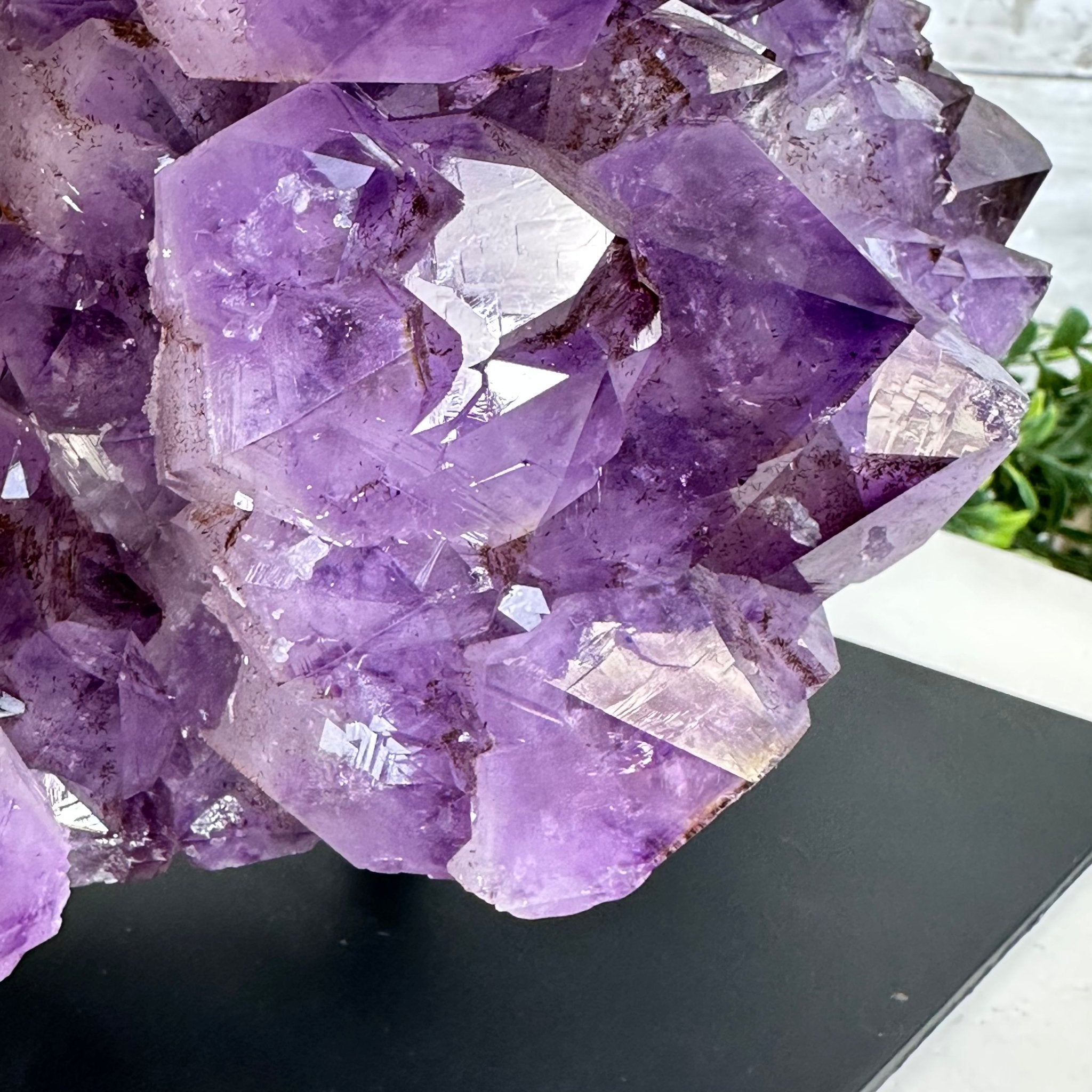 Extra Quality Amethyst Cluster on a Metal Base, 26.5 lbs & 12.2" Tall, Model #5491-0097 by Brazil Gems - Brazil GemsBrazil GemsExtra Quality Amethyst Cluster on a Metal Base, 26.5 lbs & 12.2" Tall, Model #5491-0097 by Brazil GemsClusters on Fixed Bases5491-0097