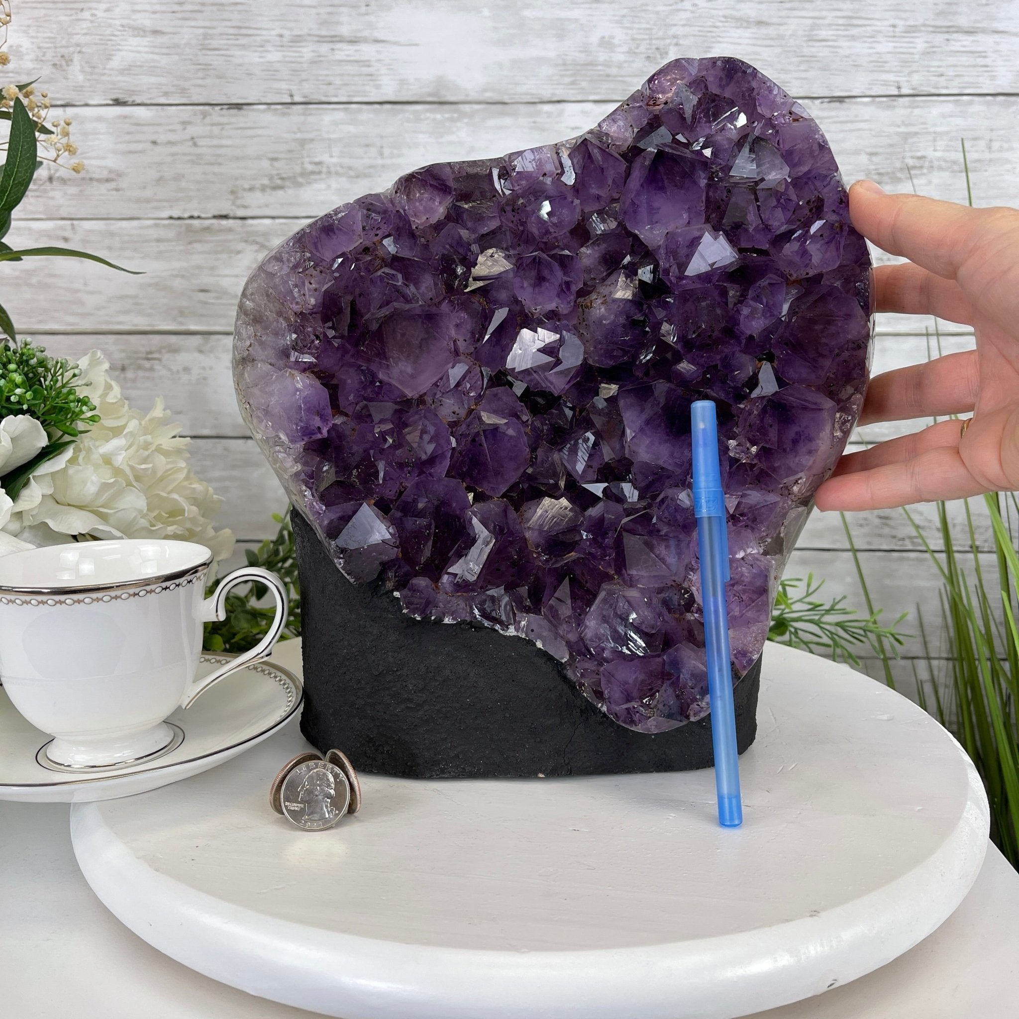 Extra Quality Amethyst Druse Cluster on Cement Base, 24 lbs and 10.5" Tall #5614-0026 - Brazil GemsBrazil GemsExtra Quality Amethyst Druse Cluster on Cement Base, 24 lbs and 10.5" Tall #5614-0026Clusters on Cement Bases5614-0026