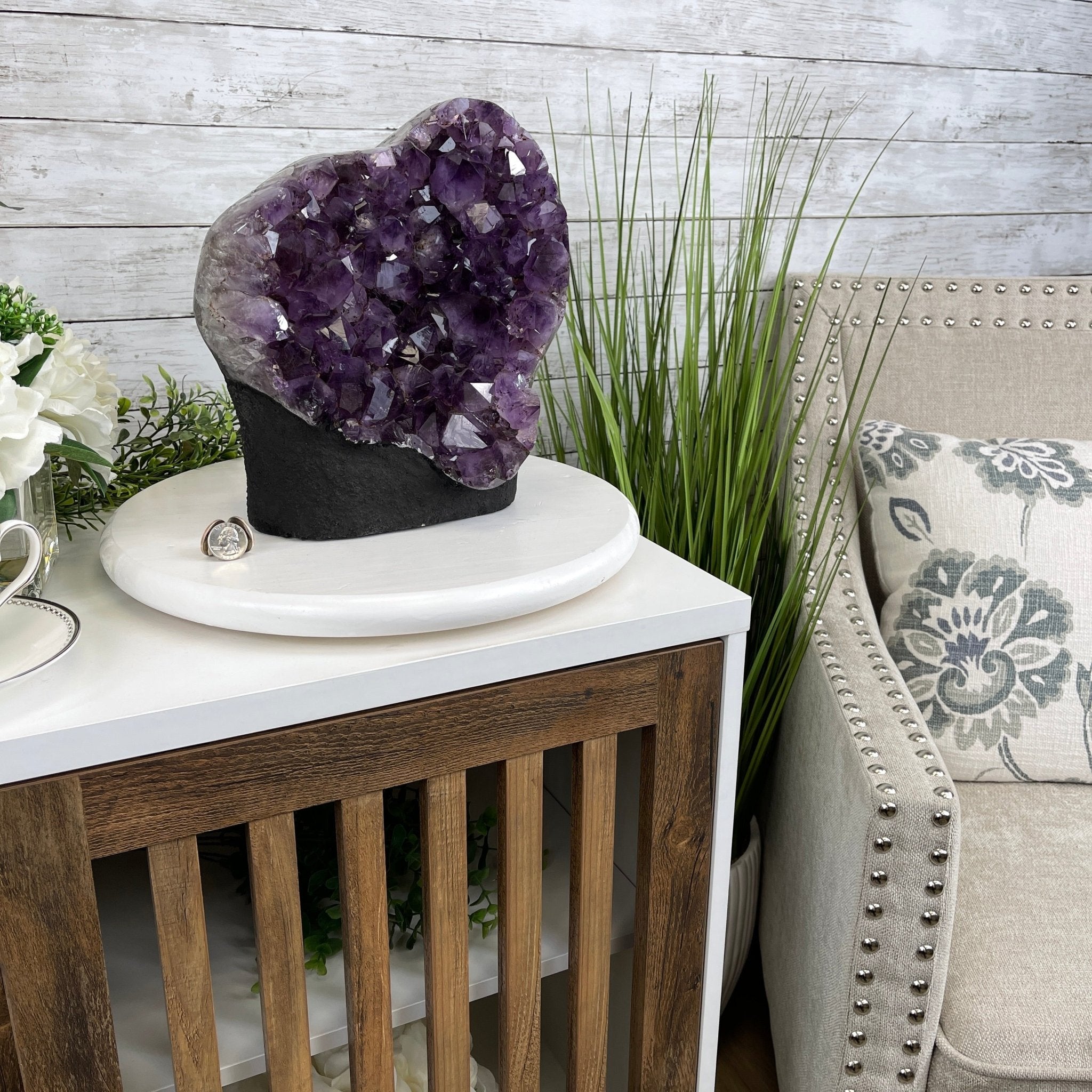 Extra Quality Amethyst Druse Cluster on Cement Base, 24 lbs and 10.5" Tall #5614-0026 - Brazil GemsBrazil GemsExtra Quality Amethyst Druse Cluster on Cement Base, 24 lbs and 10.5" Tall #5614-0026Clusters on Cement Bases5614-0026