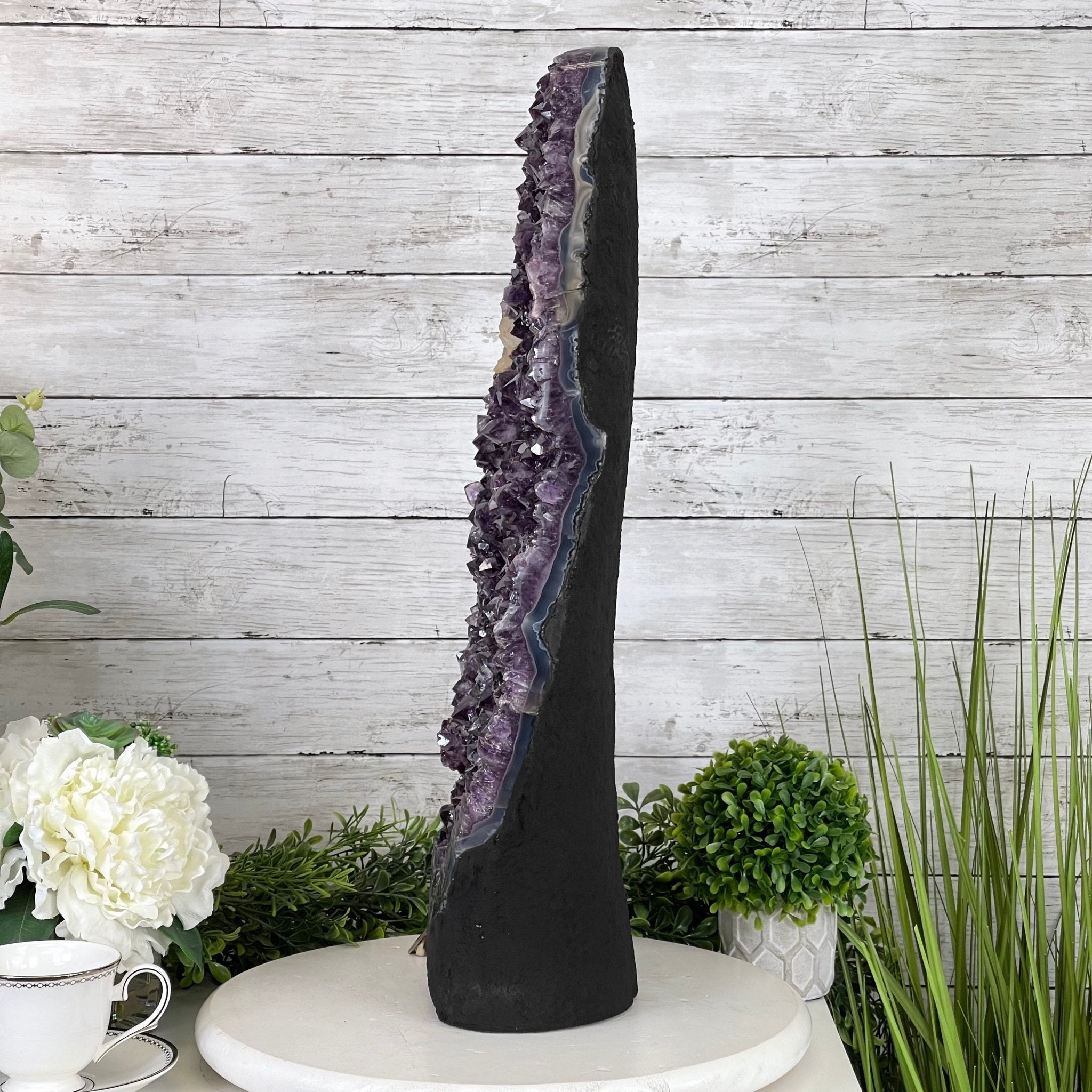 Extra Quality Amethyst Druse Cluster on Cement Base, 38.4 lbs and 23" Tall #5614-0053 - Brazil GemsBrazil GemsExtra Quality Amethyst Druse Cluster on Cement Base, 38.4 lbs and 23" Tall #5614-0053Clusters on Cement Bases5614-0053