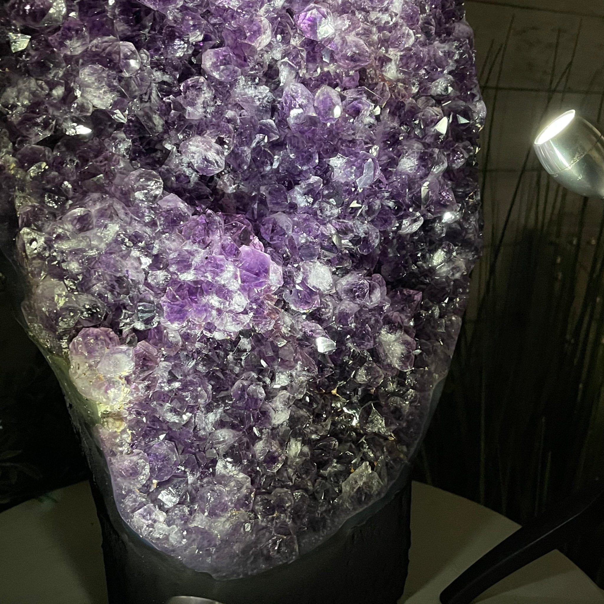 Extra Quality Amethyst Druse Cluster on Cement Base, 38.4 lbs and 23" Tall #5614-0053 - Brazil GemsBrazil GemsExtra Quality Amethyst Druse Cluster on Cement Base, 38.4 lbs and 23" Tall #5614-0053Clusters on Cement Bases5614-0053