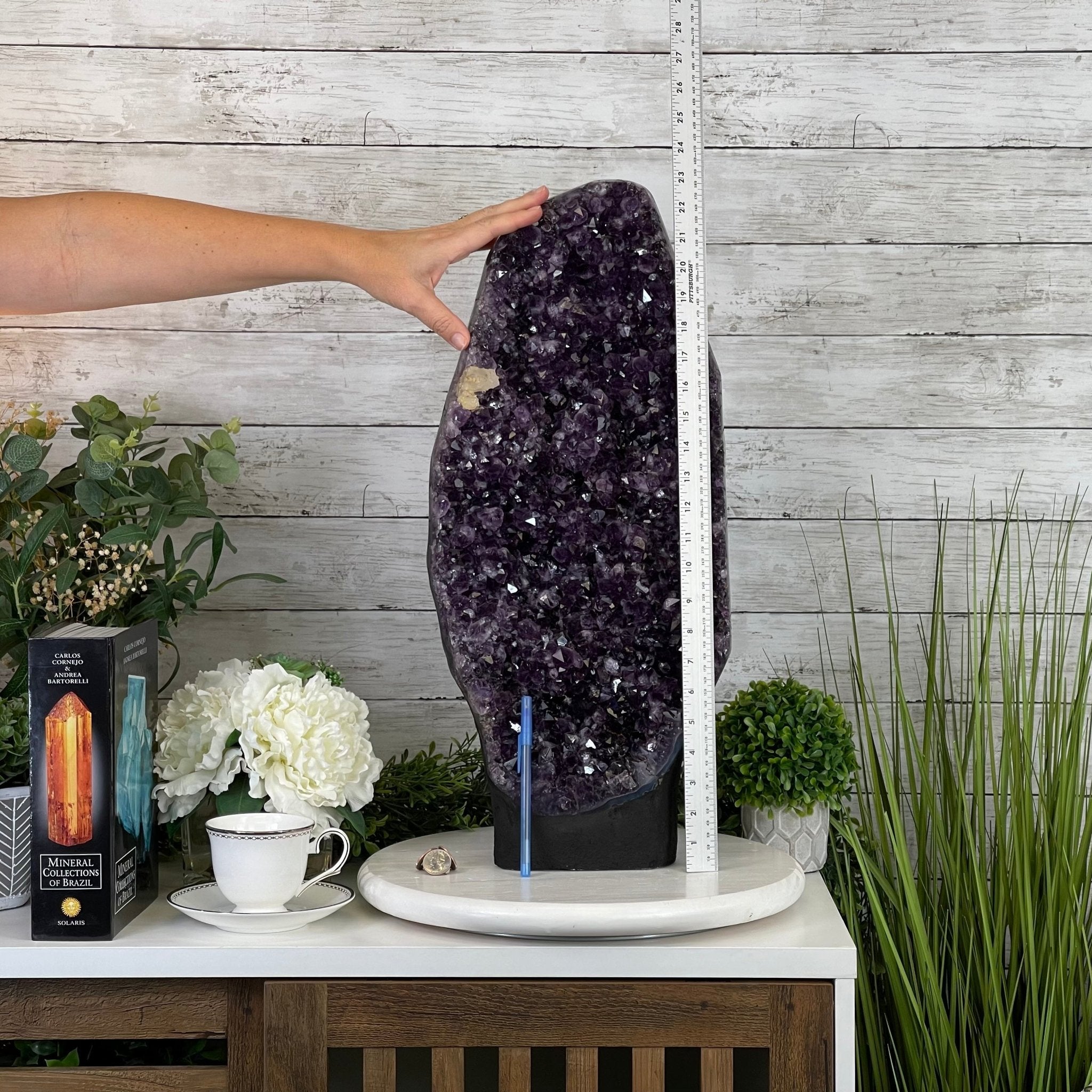 Extra Quality Amethyst Druse Cluster on Cement Base, 38.4 lbs and 23" Tall #5614-0053 - Brazil GemsBrazil GemsExtra Quality Amethyst Druse Cluster on Cement Base, 38.4 lbs and 23" Tall #5614-0053Clusters on Cement Bases5614-0053