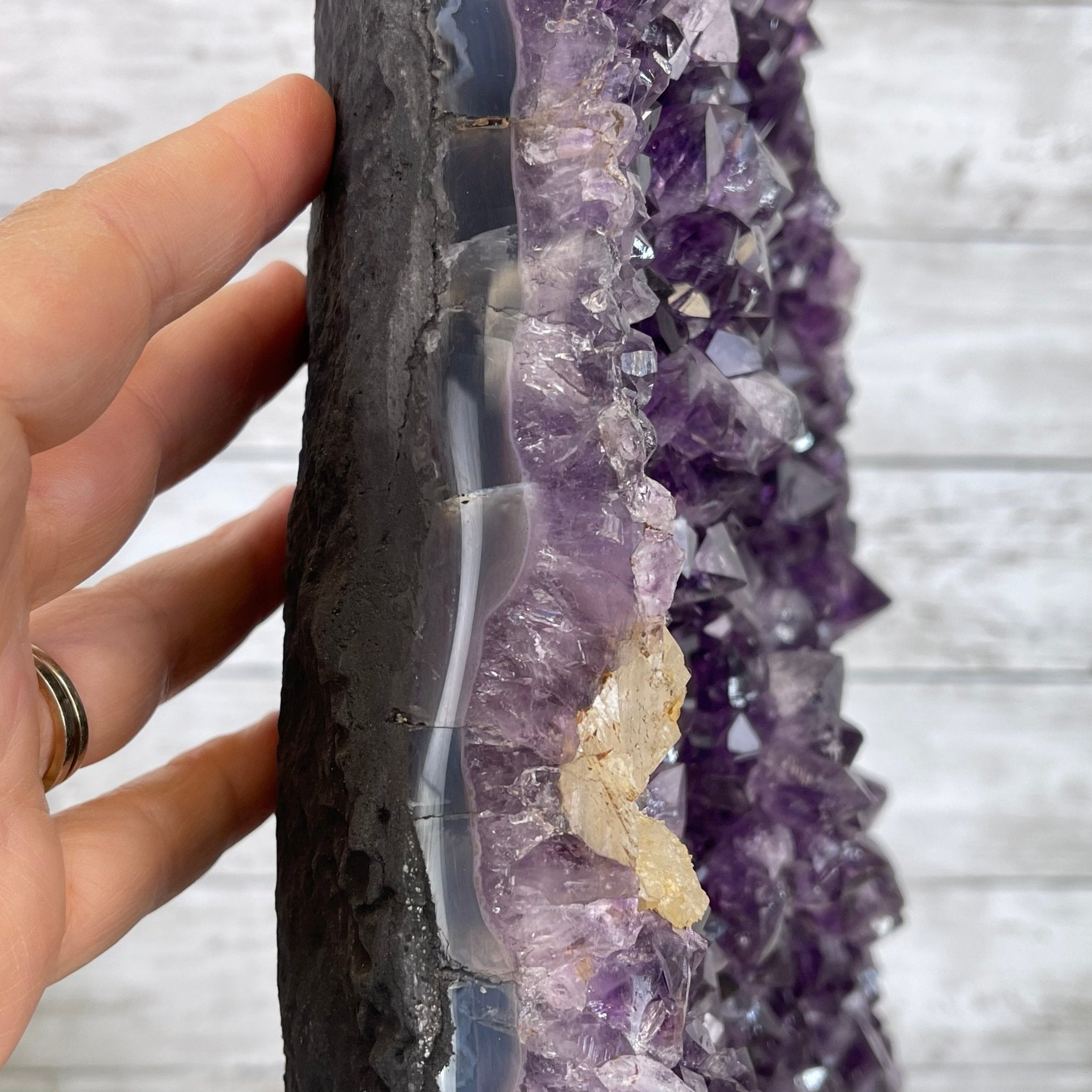 Extra Quality Amethyst Druse Cluster on Cement Base, 38.4 lbs and 23" Tall #5614-0053 - Brazil GemsBrazil GemsExtra Quality Amethyst Druse Cluster on Cement Base, 38.4 lbs and 23" Tall #5614-0053Clusters on Cement Bases5614-0053