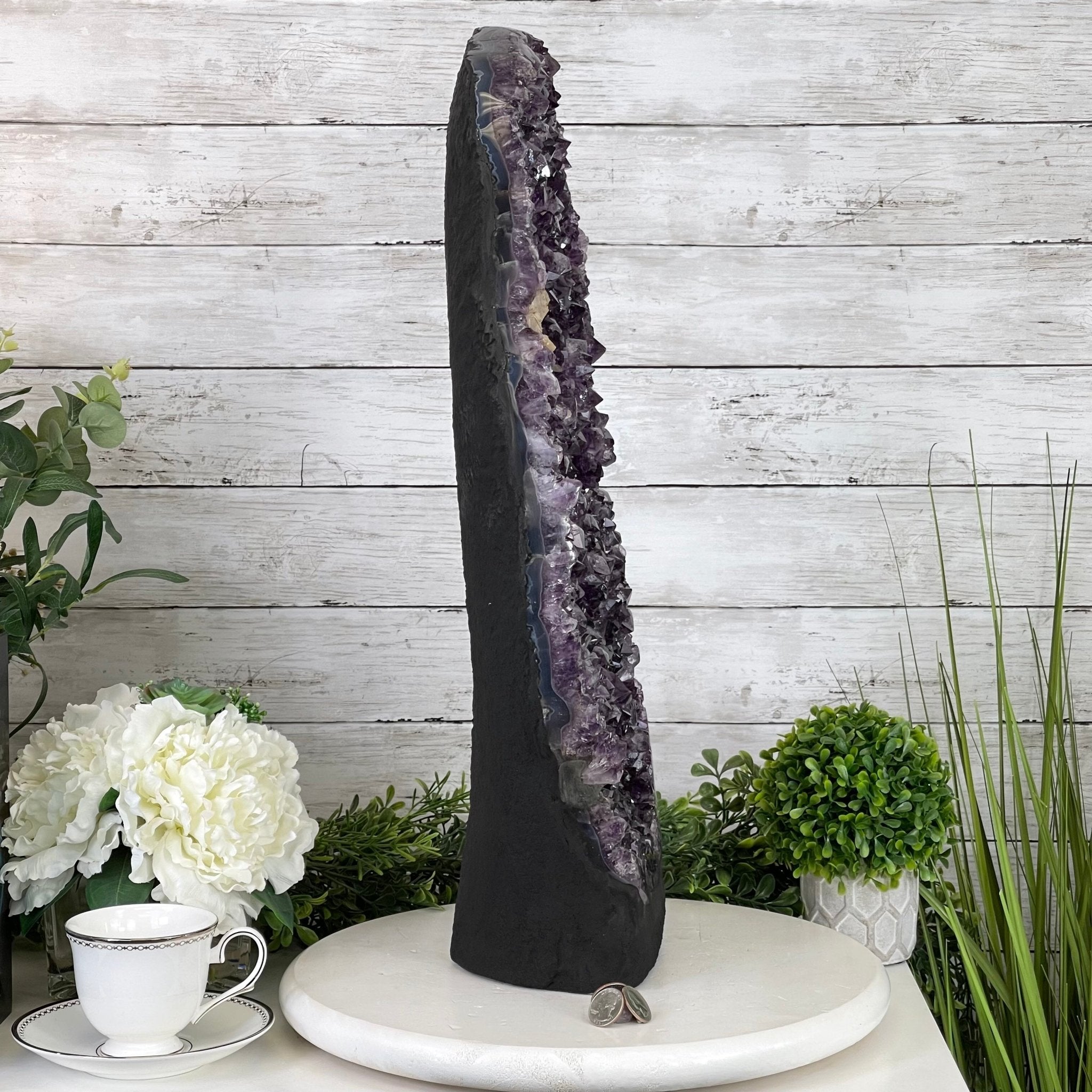 Extra Quality Amethyst Druse Cluster on Cement Base, 38.4 lbs and 23" Tall #5614-0053 - Brazil GemsBrazil GemsExtra Quality Amethyst Druse Cluster on Cement Base, 38.4 lbs and 23" Tall #5614-0053Clusters on Cement Bases5614-0053