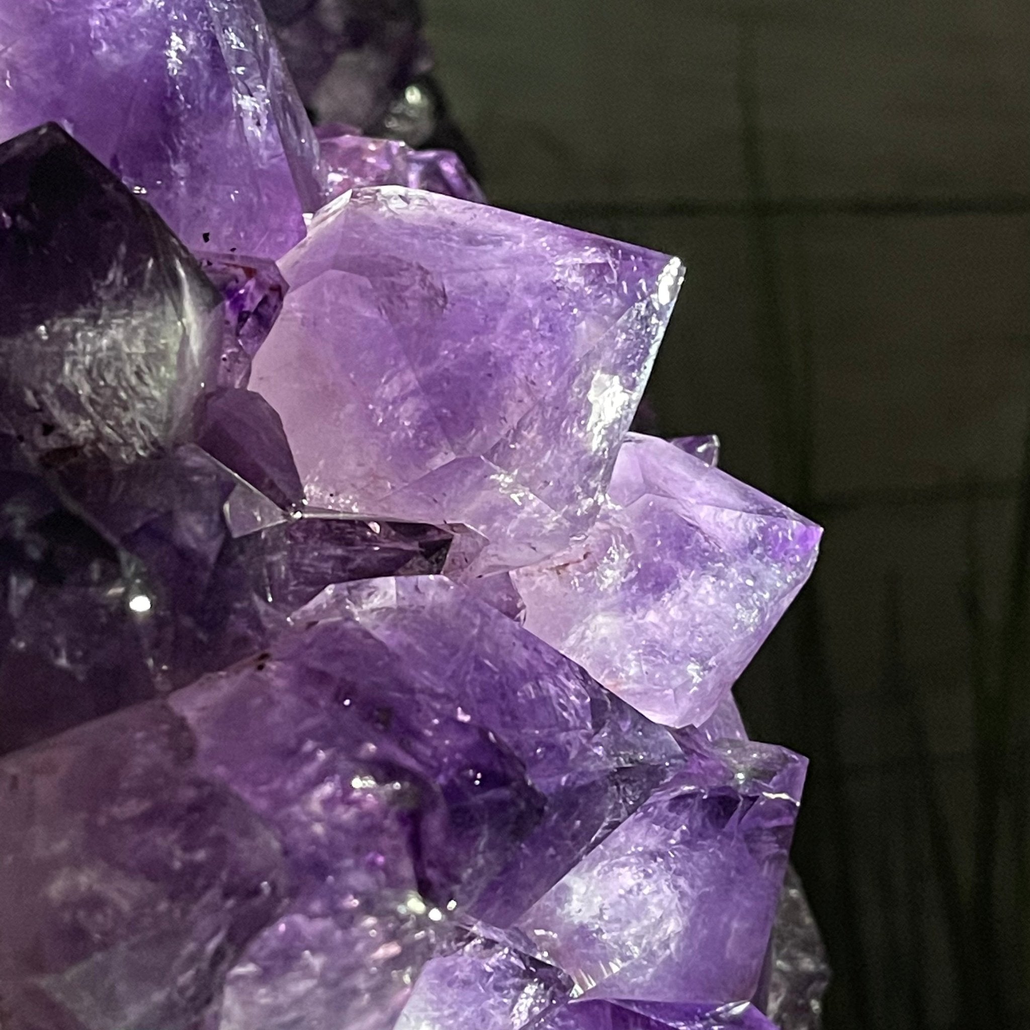 Extra Quality Amethyst Druse Cluster on Cement Base, 77.8 lbs and 16.7" Tall #5614-0062 - Brazil GemsBrazil GemsExtra Quality Amethyst Druse Cluster on Cement Base, 77.8 lbs and 16.7" Tall #5614-0062Clusters on Cement Bases5614-0062