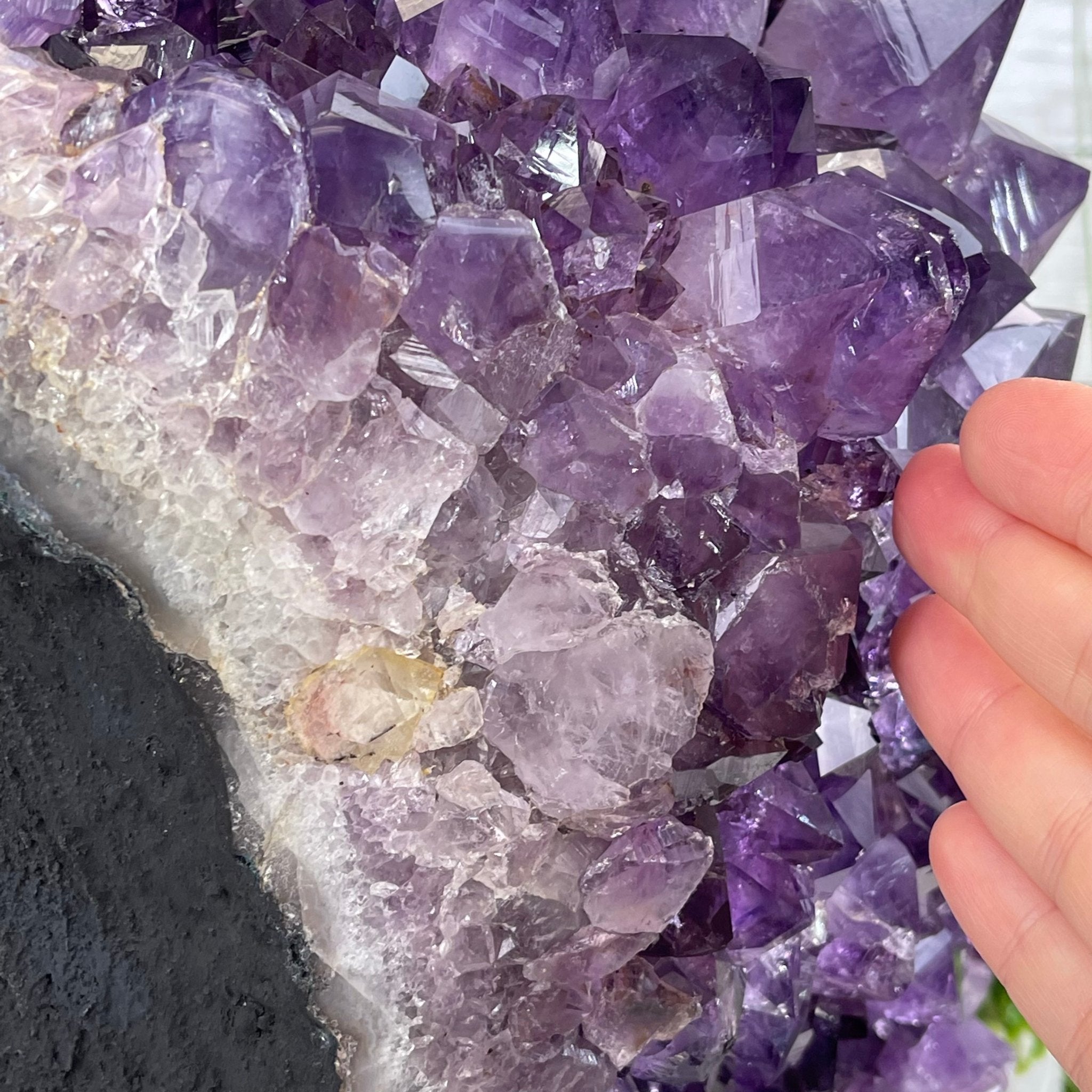 Extra Quality Amethyst Druse Cluster on Cement Base, 77.8 lbs and 16.7" Tall #5614-0062 - Brazil GemsBrazil GemsExtra Quality Amethyst Druse Cluster on Cement Base, 77.8 lbs and 16.7" Tall #5614-0062Clusters on Cement Bases5614-0062