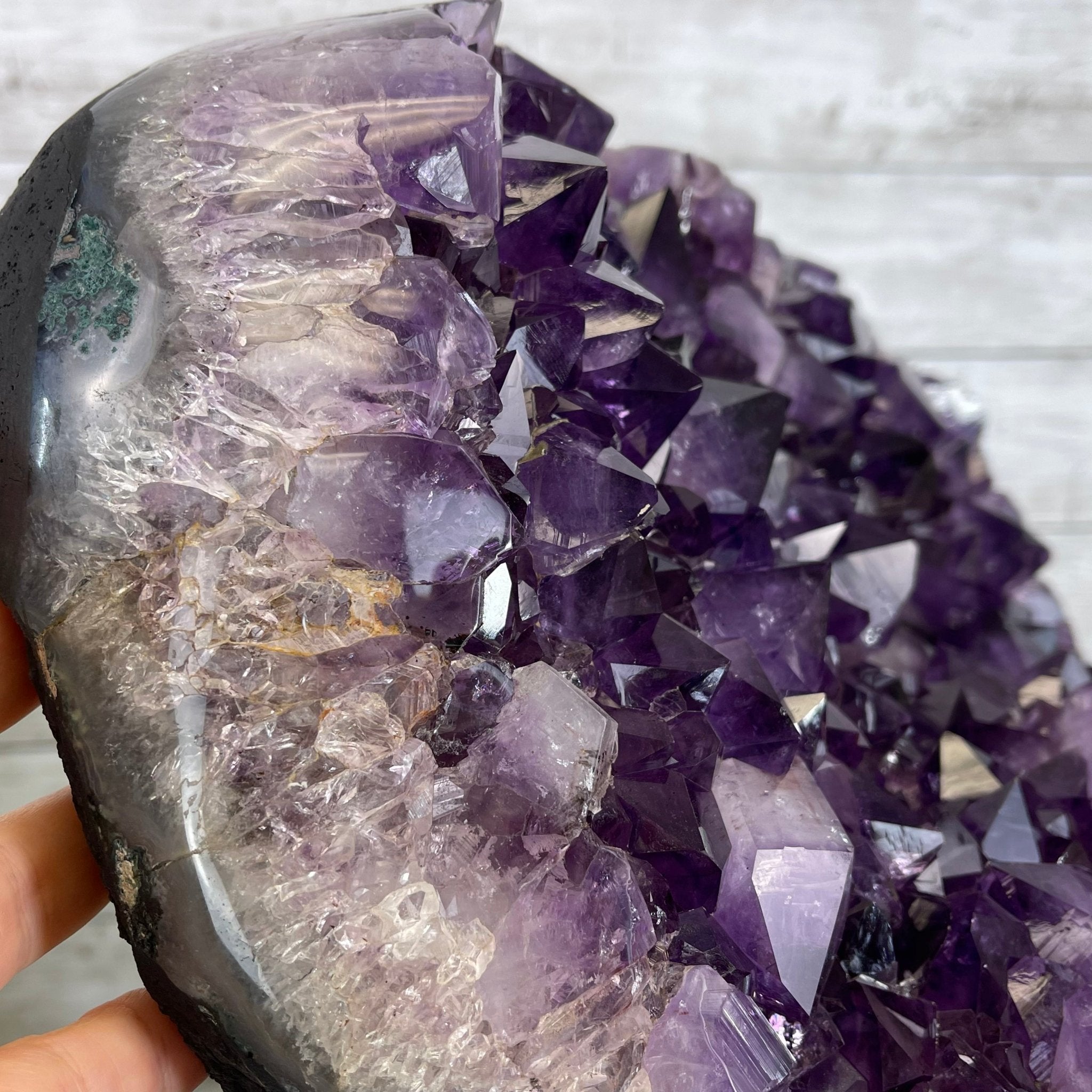 Extra Quality Amethyst Druse Cluster on Cement Base, 77.8 lbs and 16.7" Tall #5614-0062 - Brazil GemsBrazil GemsExtra Quality Amethyst Druse Cluster on Cement Base, 77.8 lbs and 16.7" Tall #5614-0062Clusters on Cement Bases5614-0062