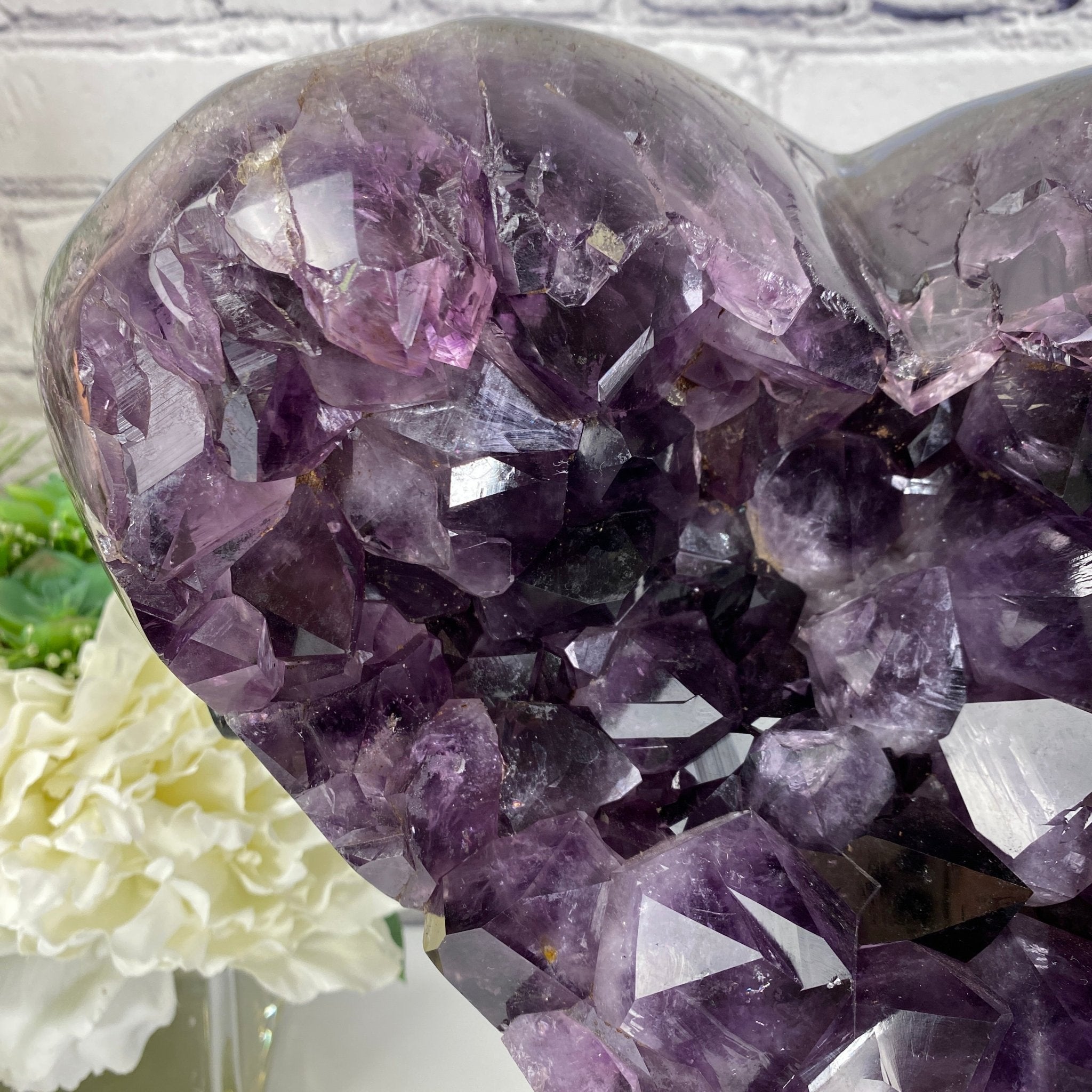 Extra Quality Amethyst Heart Geode, metal stand, 12.25" Tall & 22.1 lbs #5463-0120 by Brazil Gems - Brazil GemsBrazil GemsExtra Quality Amethyst Heart Geode, metal stand, 12.25" Tall & 22.1 lbs #5463-0120 by Brazil GemsHearts5463-0120