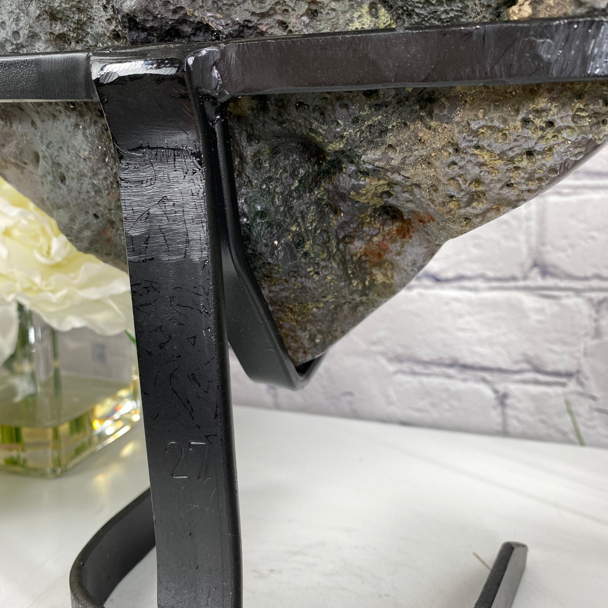 Extra Quality Amethyst Heart Geode, metal stand, 12.25" Tall & 22.1 lbs #5463-0120 by Brazil Gems - Brazil GemsBrazil GemsExtra Quality Amethyst Heart Geode, metal stand, 12.25" Tall & 22.1 lbs #5463-0120 by Brazil GemsHearts5463-0120