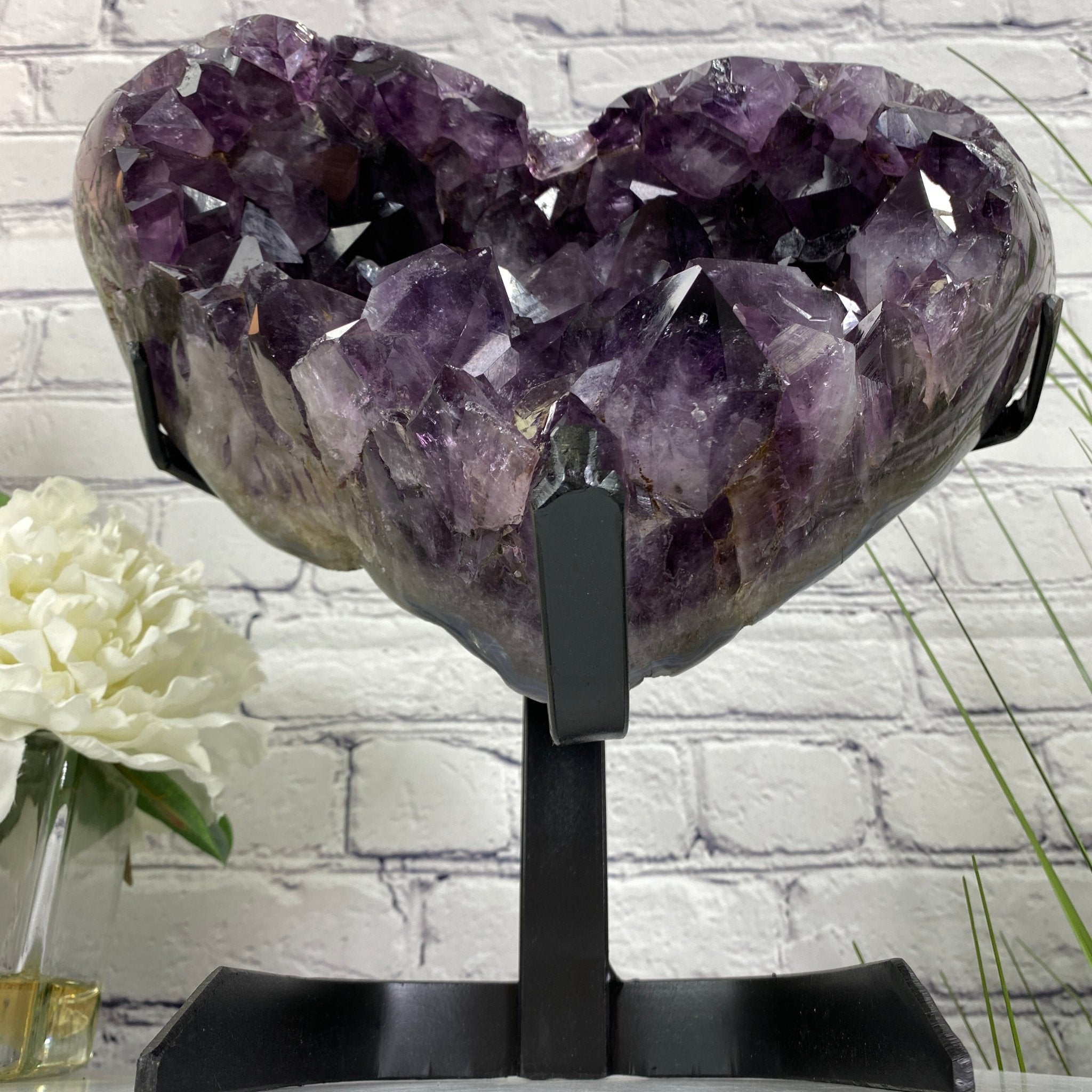 Extra Quality Amethyst Heart Geode, metal stand, 12.25" Tall & 22.1 lbs #5463-0120 by Brazil Gems - Brazil GemsBrazil GemsExtra Quality Amethyst Heart Geode, metal stand, 12.25" Tall & 22.1 lbs #5463-0120 by Brazil GemsHearts5463-0120