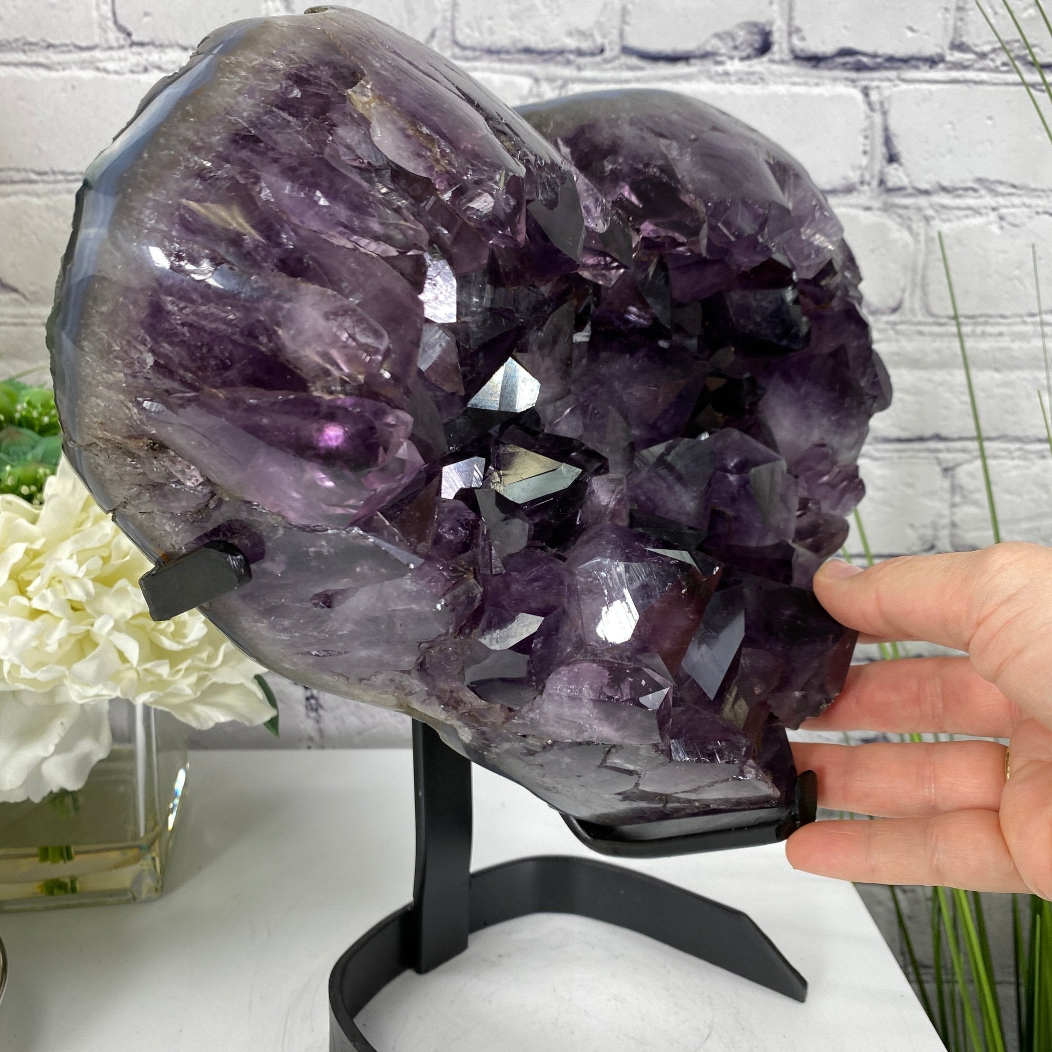 Extra Quality Amethyst Heart Geode, metal stand, 12.25" Tall & 22.1 lbs #5463-0120 by Brazil Gems - Brazil GemsBrazil GemsExtra Quality Amethyst Heart Geode, metal stand, 12.25" Tall & 22.1 lbs #5463-0120 by Brazil GemsHearts5463-0120