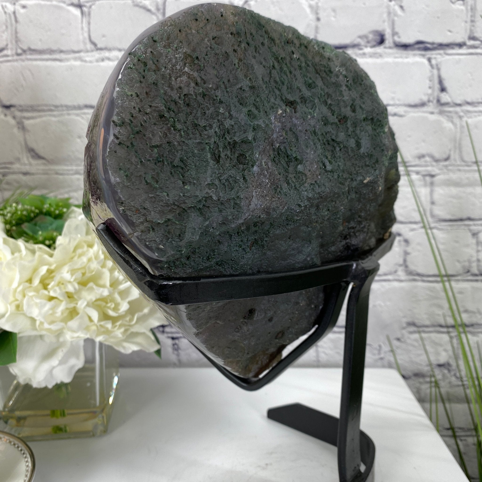 Extra Quality Amethyst Heart Geode, metal stand, 12.25" Tall & 22.1 lbs #5463-0120 by Brazil Gems - Brazil GemsBrazil GemsExtra Quality Amethyst Heart Geode, metal stand, 12.25" Tall & 22.1 lbs #5463-0120 by Brazil GemsHearts5463-0120