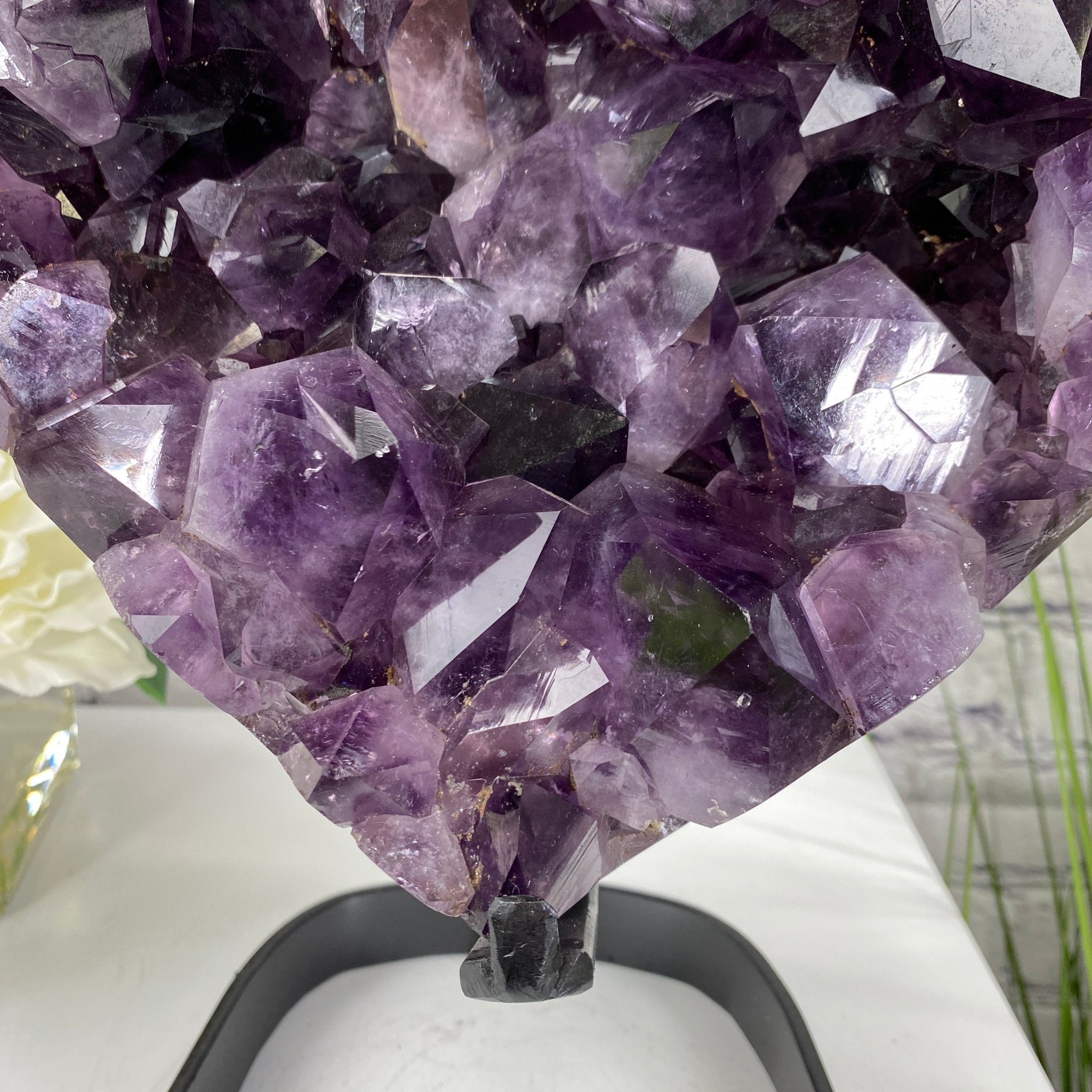 Extra Quality Amethyst Heart Geode, metal stand, 12.25" Tall & 22.1 lbs #5463-0120 by Brazil Gems - Brazil GemsBrazil GemsExtra Quality Amethyst Heart Geode, metal stand, 12.25" Tall & 22.1 lbs #5463-0120 by Brazil GemsHearts5463-0120