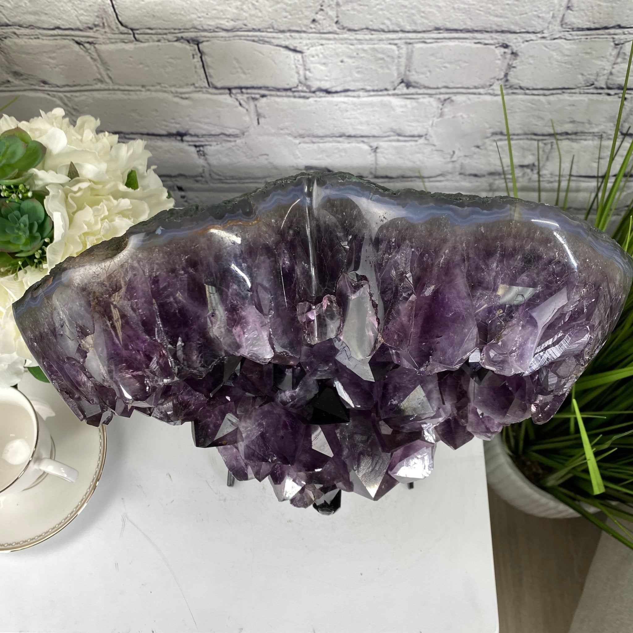Extra Quality Amethyst Heart Geode, metal stand, 12.25" Tall & 22.1 lbs #5463-0120 by Brazil Gems - Brazil GemsBrazil GemsExtra Quality Amethyst Heart Geode, metal stand, 12.25" Tall & 22.1 lbs #5463-0120 by Brazil GemsHearts5463-0120