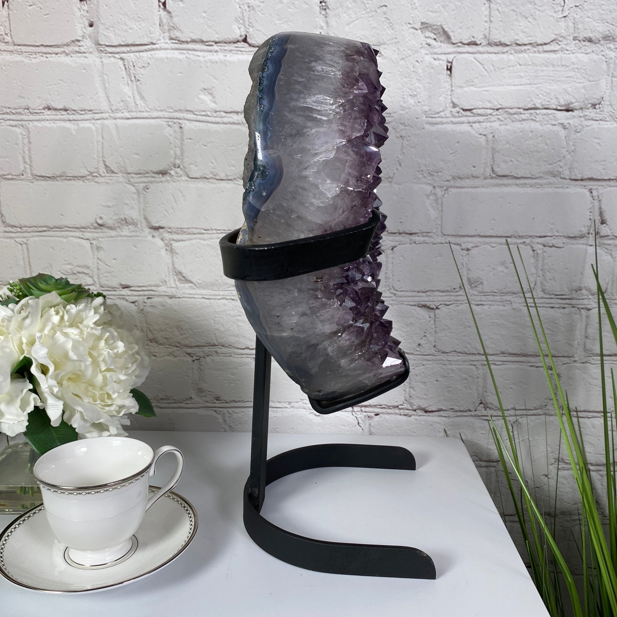 Extra Quality Amethyst Heart Geode, metal stand, 15.5" Tall & 27.2 lbs #5463-0041 by Brazil Gems - Brazil GemsBrazil GemsExtra Quality Amethyst Heart Geode, metal stand, 15.5" Tall & 27.2 lbs #5463-0041 by Brazil GemsHearts5463-0041