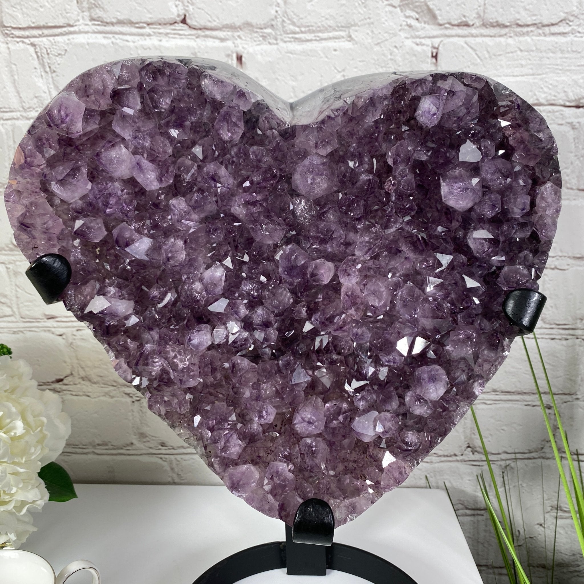 Extra Quality Amethyst Heart Geode, metal stand, 15.5" Tall & 27.2 lbs #5463-0041 by Brazil Gems - Brazil GemsBrazil GemsExtra Quality Amethyst Heart Geode, metal stand, 15.5" Tall & 27.2 lbs #5463-0041 by Brazil GemsHearts5463-0041