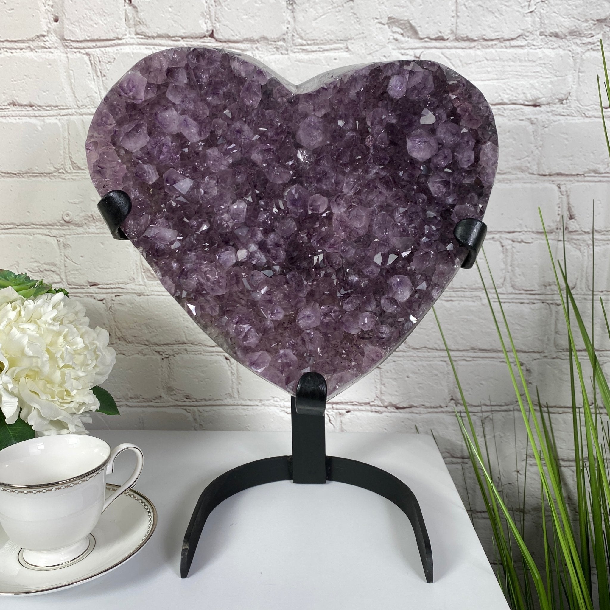 Extra Quality Amethyst Heart Geode, metal stand, 15.5" Tall & 27.2 lbs #5463-0041 by Brazil Gems - Brazil GemsBrazil GemsExtra Quality Amethyst Heart Geode, metal stand, 15.5" Tall & 27.2 lbs #5463-0041 by Brazil GemsHearts5463-0041