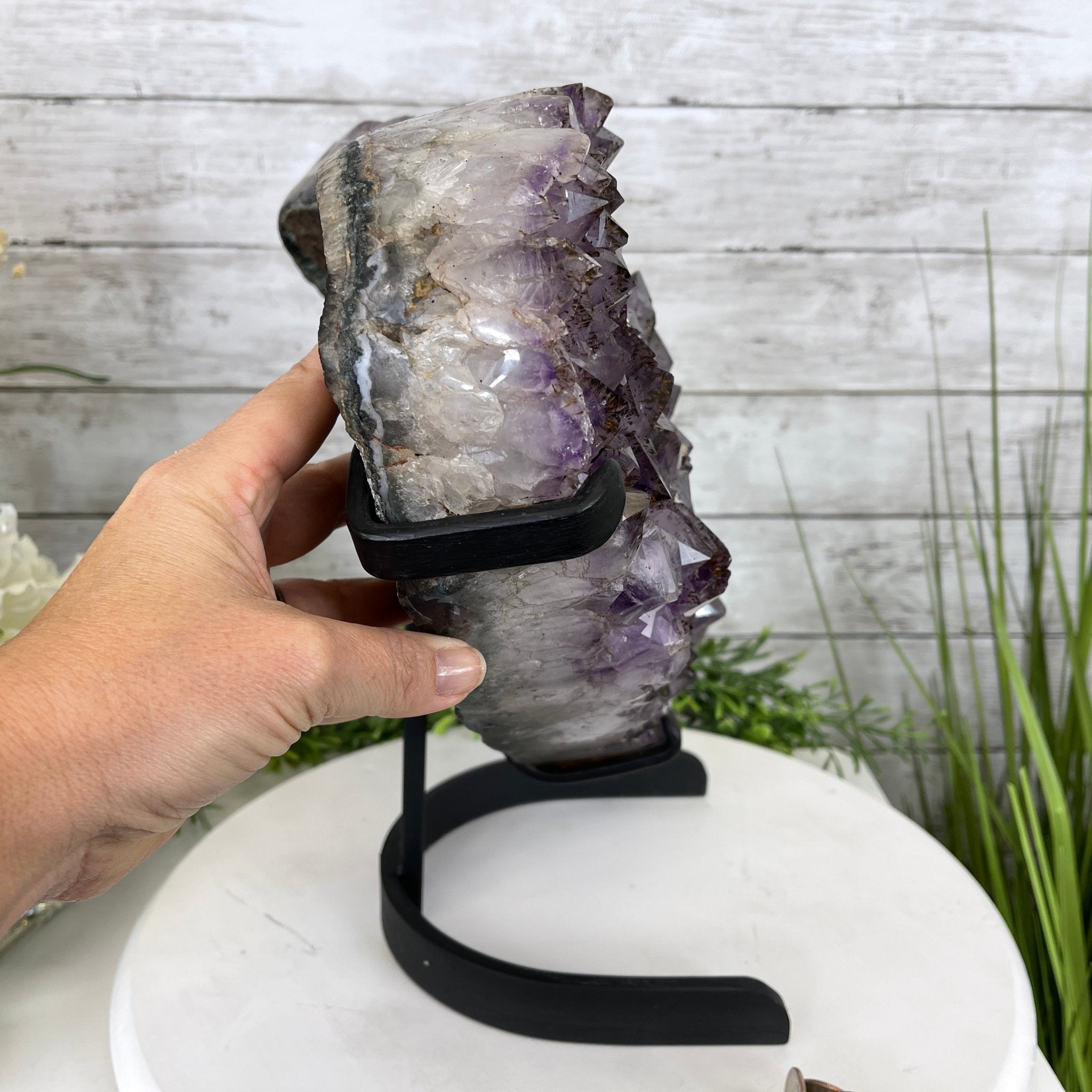 Extra Quality Amethyst Heart Geode, metal stand, 25.8 lbs & 12.8" Tall #5463-0186 by Brazil Gems - Brazil GemsBrazil GemsExtra Quality Amethyst Heart Geode, metal stand, 25.8 lbs & 12.8" Tall #5463-0186 by Brazil GemsHearts5463-0186