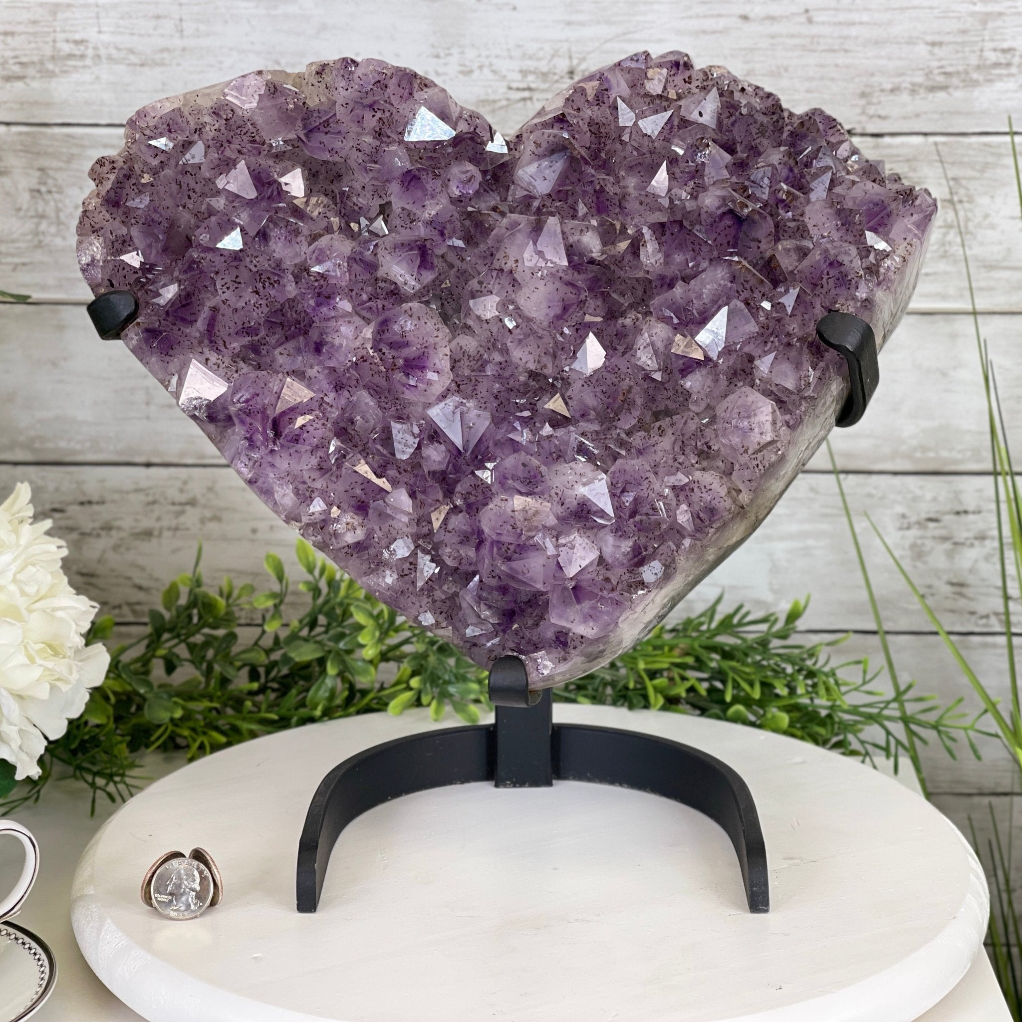 Extra Quality Amethyst Heart Geode, metal stand, 25.8 lbs & 12.8" Tall #5463-0186 by Brazil Gems - Brazil GemsBrazil GemsExtra Quality Amethyst Heart Geode, metal stand, 25.8 lbs & 12.8" Tall #5463-0186 by Brazil GemsHearts5463-0186