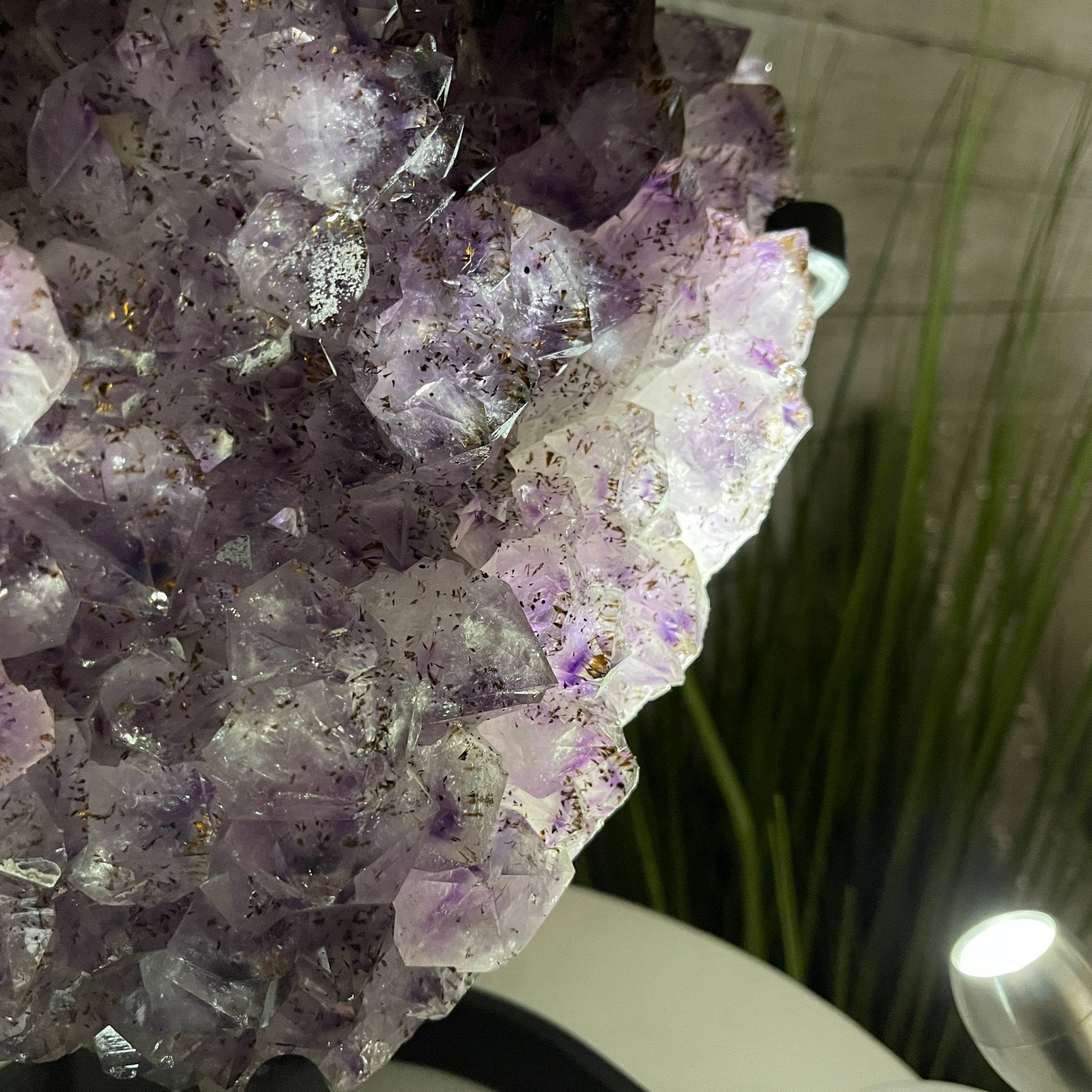 Extra Quality Amethyst Heart Geode, metal stand, 25.8 lbs & 12.8" Tall #5463-0186 by Brazil Gems - Brazil GemsBrazil GemsExtra Quality Amethyst Heart Geode, metal stand, 25.8 lbs & 12.8" Tall #5463-0186 by Brazil GemsHearts5463-0186