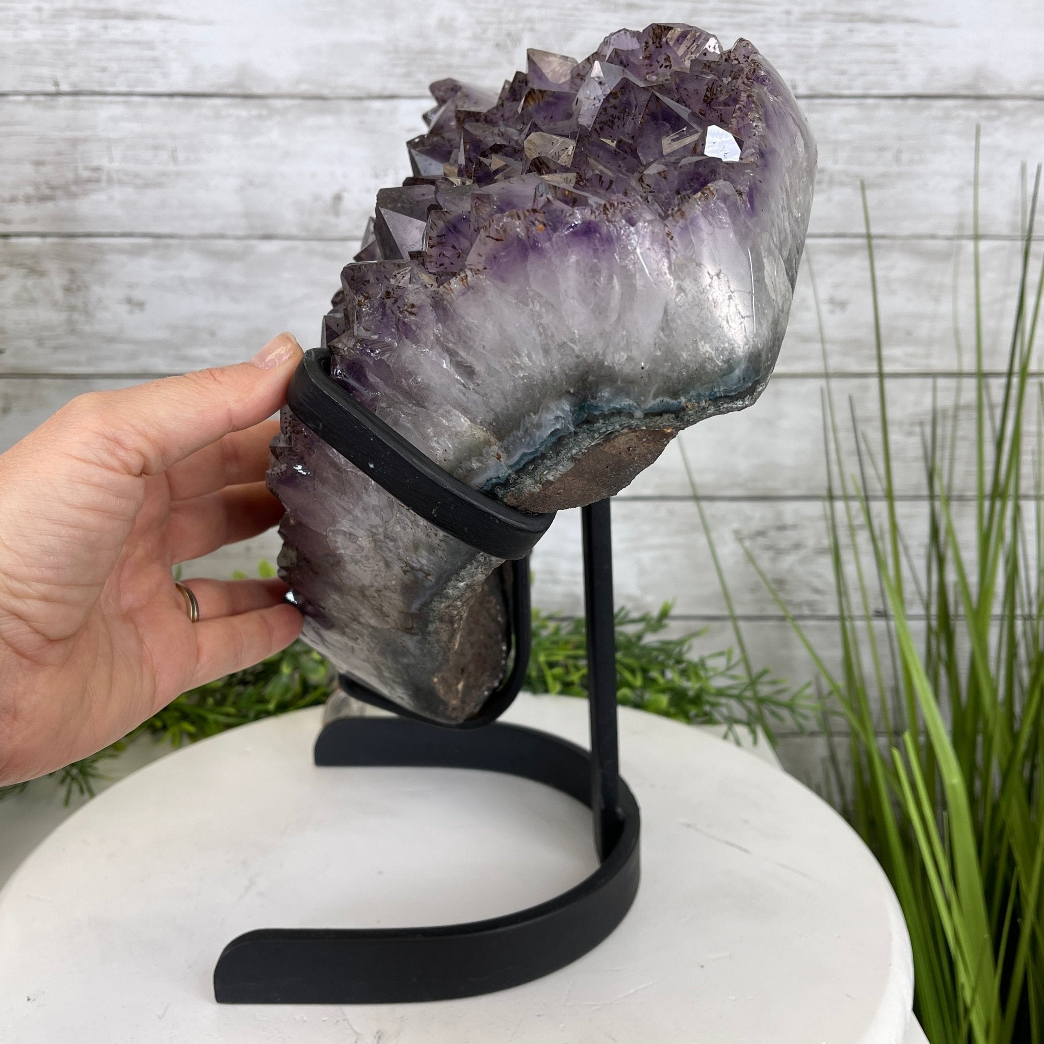 Extra Quality Amethyst Heart Geode, metal stand, 25.8 lbs & 12.8" Tall #5463-0186 by Brazil Gems - Brazil GemsBrazil GemsExtra Quality Amethyst Heart Geode, metal stand, 25.8 lbs & 12.8" Tall #5463-0186 by Brazil GemsHearts5463-0186