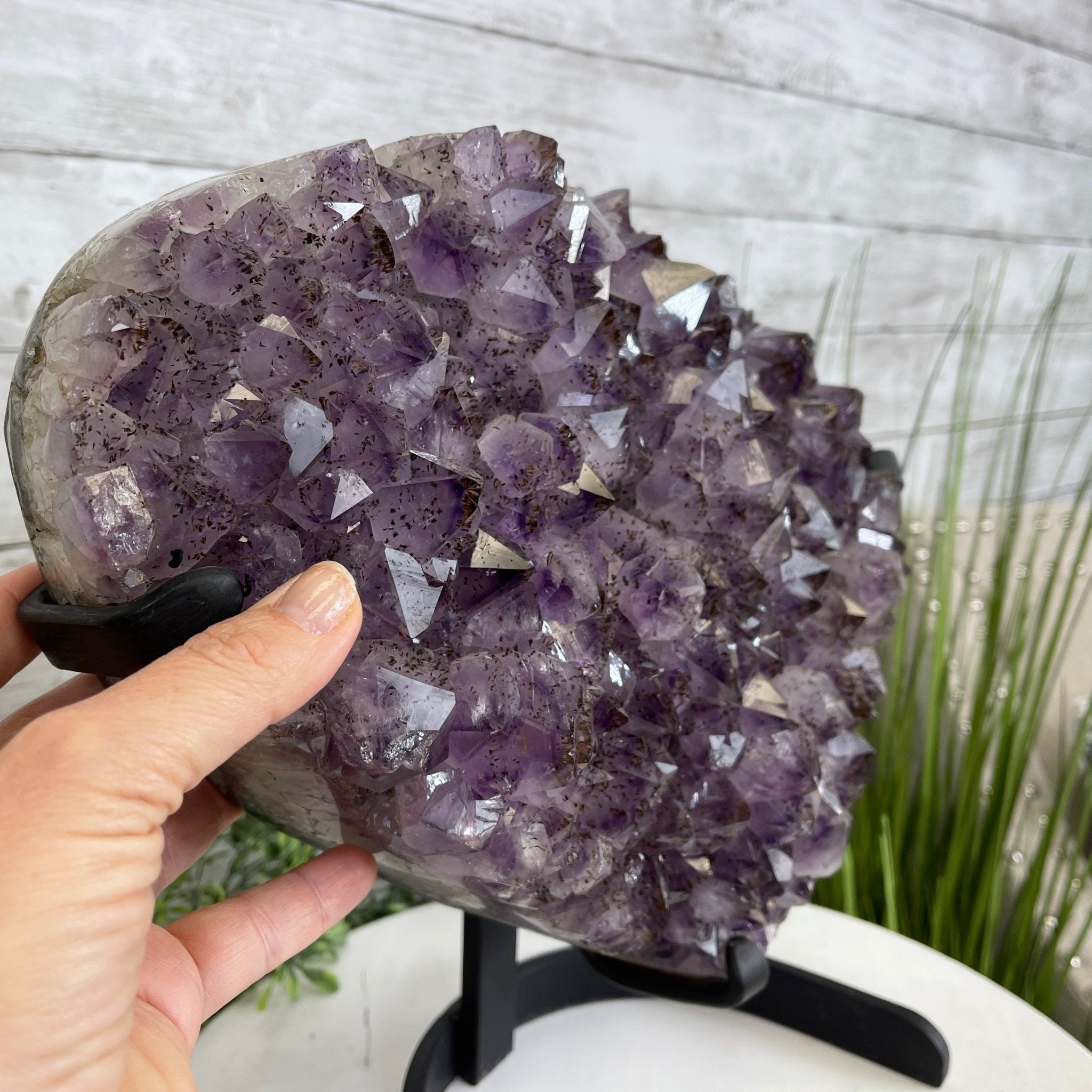 Extra Quality Amethyst Heart Geode, metal stand, 25.8 lbs & 12.8" Tall #5463-0186 by Brazil Gems - Brazil GemsBrazil GemsExtra Quality Amethyst Heart Geode, metal stand, 25.8 lbs & 12.8" Tall #5463-0186 by Brazil GemsHearts5463-0186