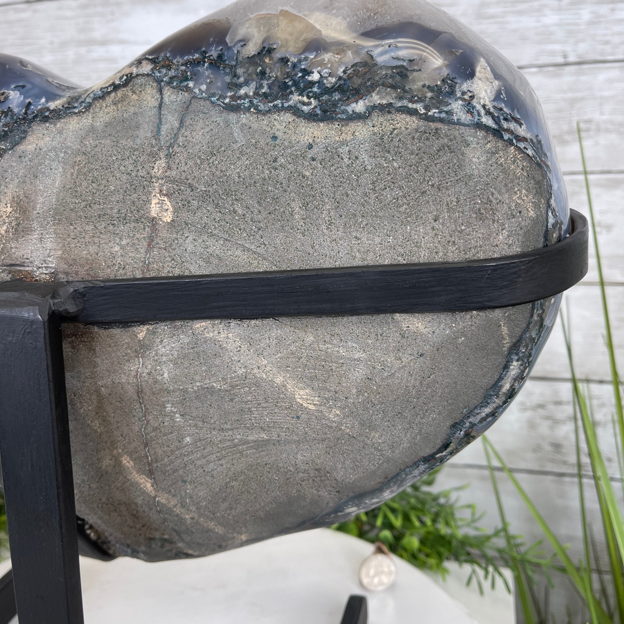 Extra Quality Amethyst Heart Geode, metal stand, 32.8 lbs & 13" Tall #5463-0187 by Brazil Gems - Brazil GemsBrazil GemsExtra Quality Amethyst Heart Geode, metal stand, 32.8 lbs & 13" Tall #5463-0187 by Brazil GemsHearts5463-0187