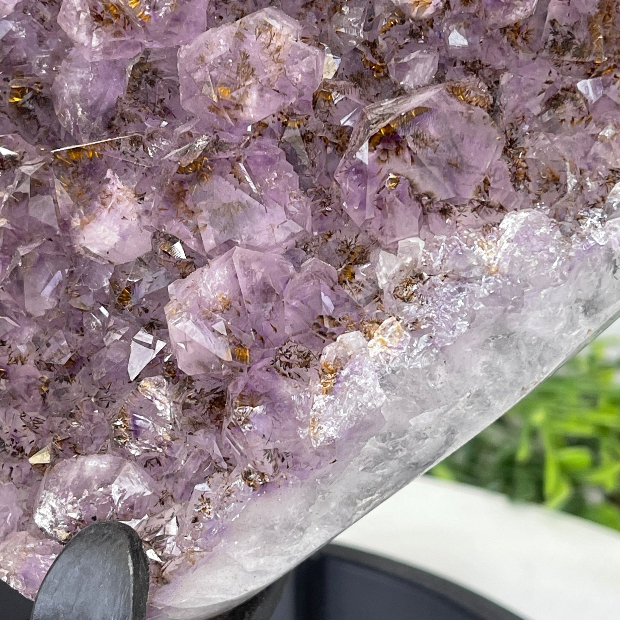 Extra Quality Amethyst Heart Geode, metal stand, 32.8 lbs & 13" Tall #5463-0187 by Brazil Gems - Brazil GemsBrazil GemsExtra Quality Amethyst Heart Geode, metal stand, 32.8 lbs & 13" Tall #5463-0187 by Brazil GemsHearts5463-0187