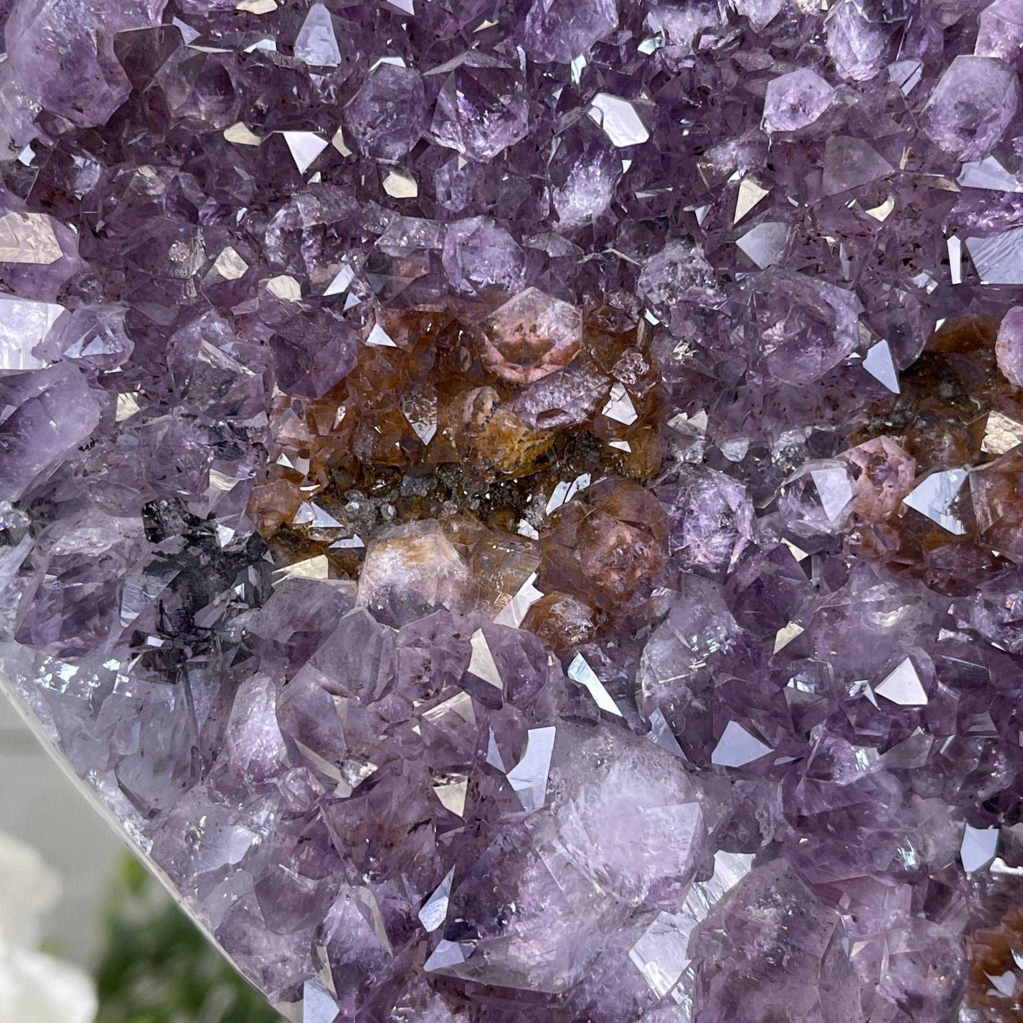 Extra Quality Amethyst Heart Geode, metal stand, 40.5 lbs & 14.75" Tall #5463-0188 by Brazil Gems - Brazil GemsBrazil GemsExtra Quality Amethyst Heart Geode, metal stand, 40.5 lbs & 14.75" Tall #5463-0188 by Brazil GemsHearts5463-0188