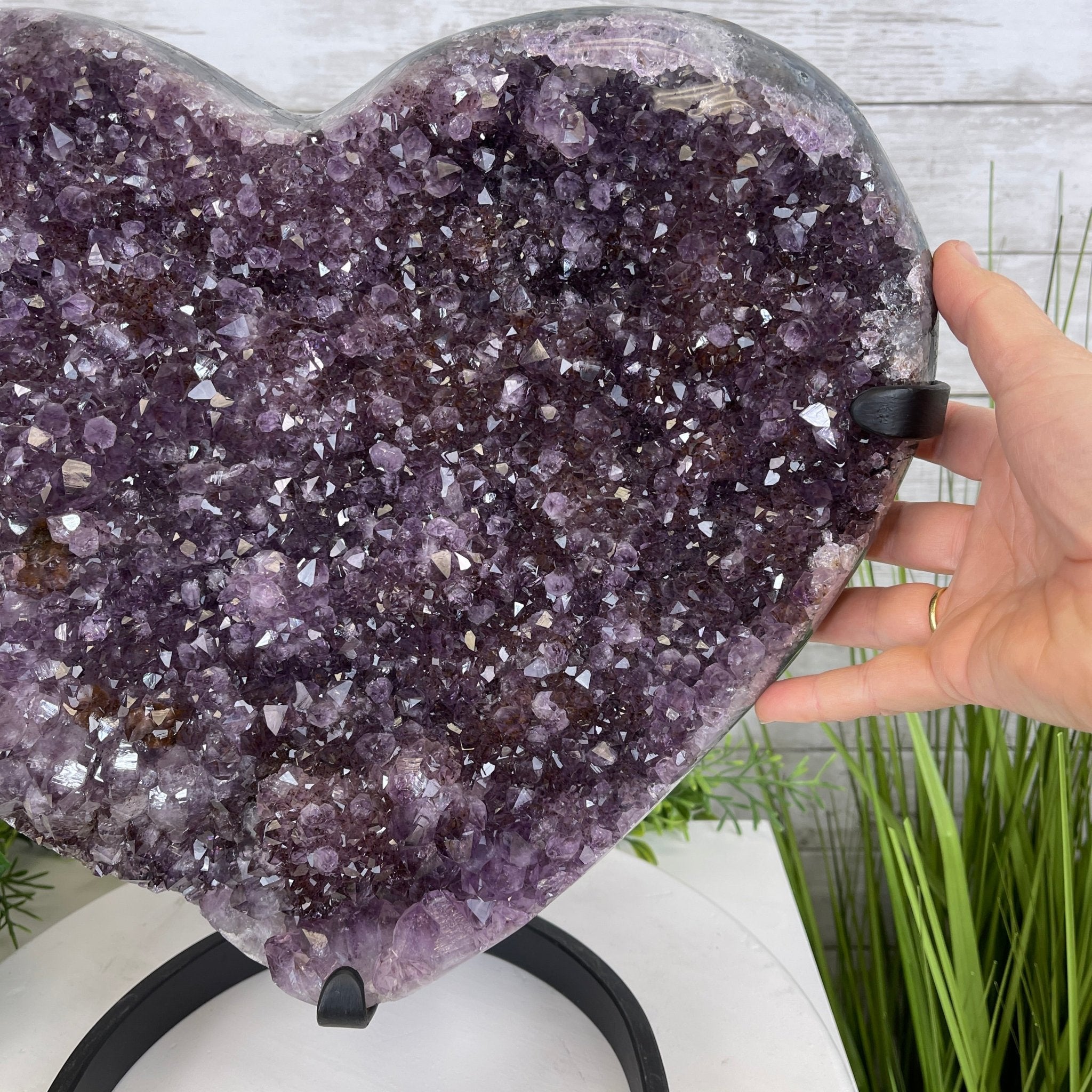 Extra Quality Amethyst Heart Geode, metal stand, 40.5 lbs & 14.75" Tall #5463-0188 by Brazil Gems - Brazil GemsBrazil GemsExtra Quality Amethyst Heart Geode, metal stand, 40.5 lbs & 14.75" Tall #5463-0188 by Brazil GemsHearts5463-0188