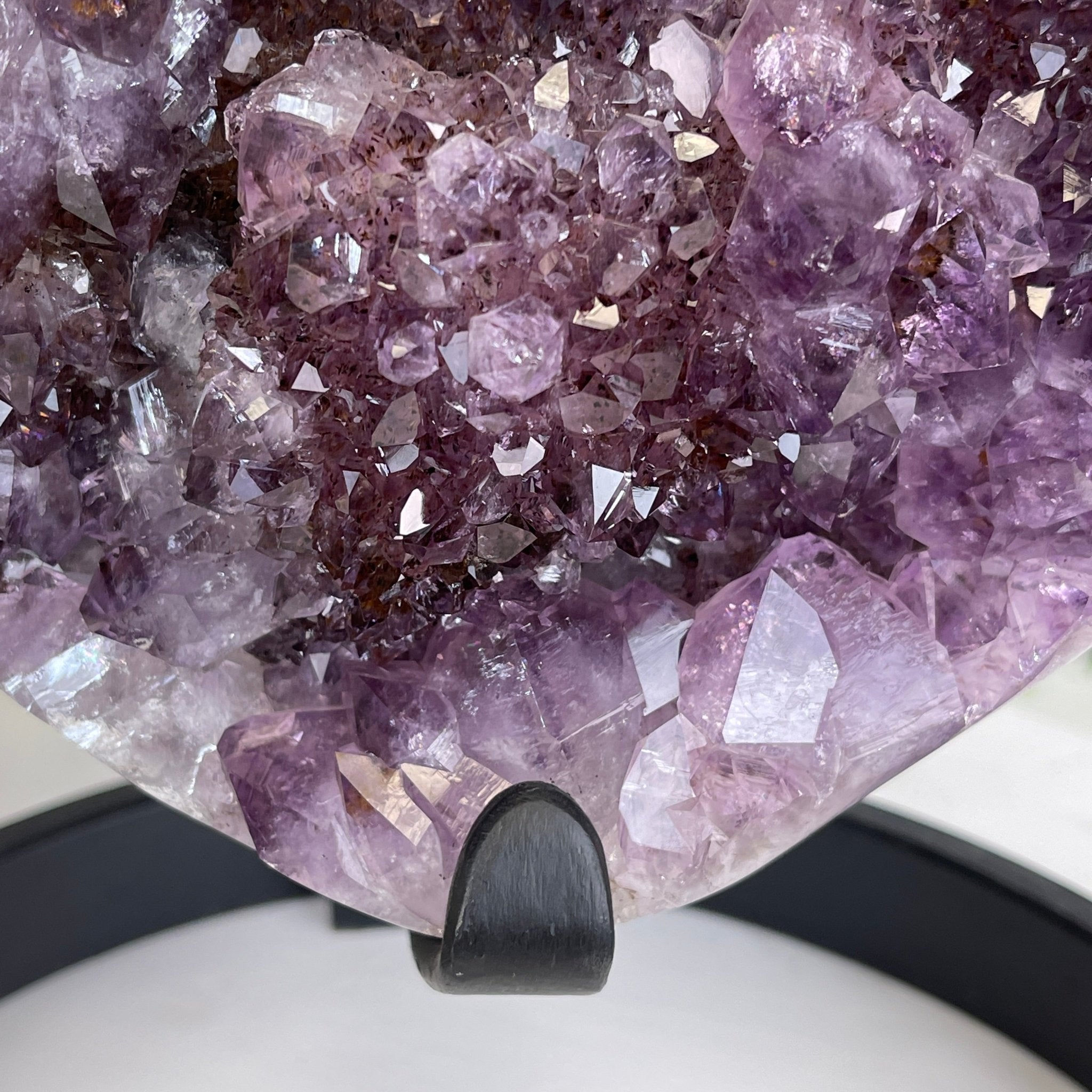 Extra Quality Amethyst Heart Geode, metal stand, 40.5 lbs & 14.75" Tall #5463-0188 by Brazil Gems - Brazil GemsBrazil GemsExtra Quality Amethyst Heart Geode, metal stand, 40.5 lbs & 14.75" Tall #5463-0188 by Brazil GemsHearts5463-0188
