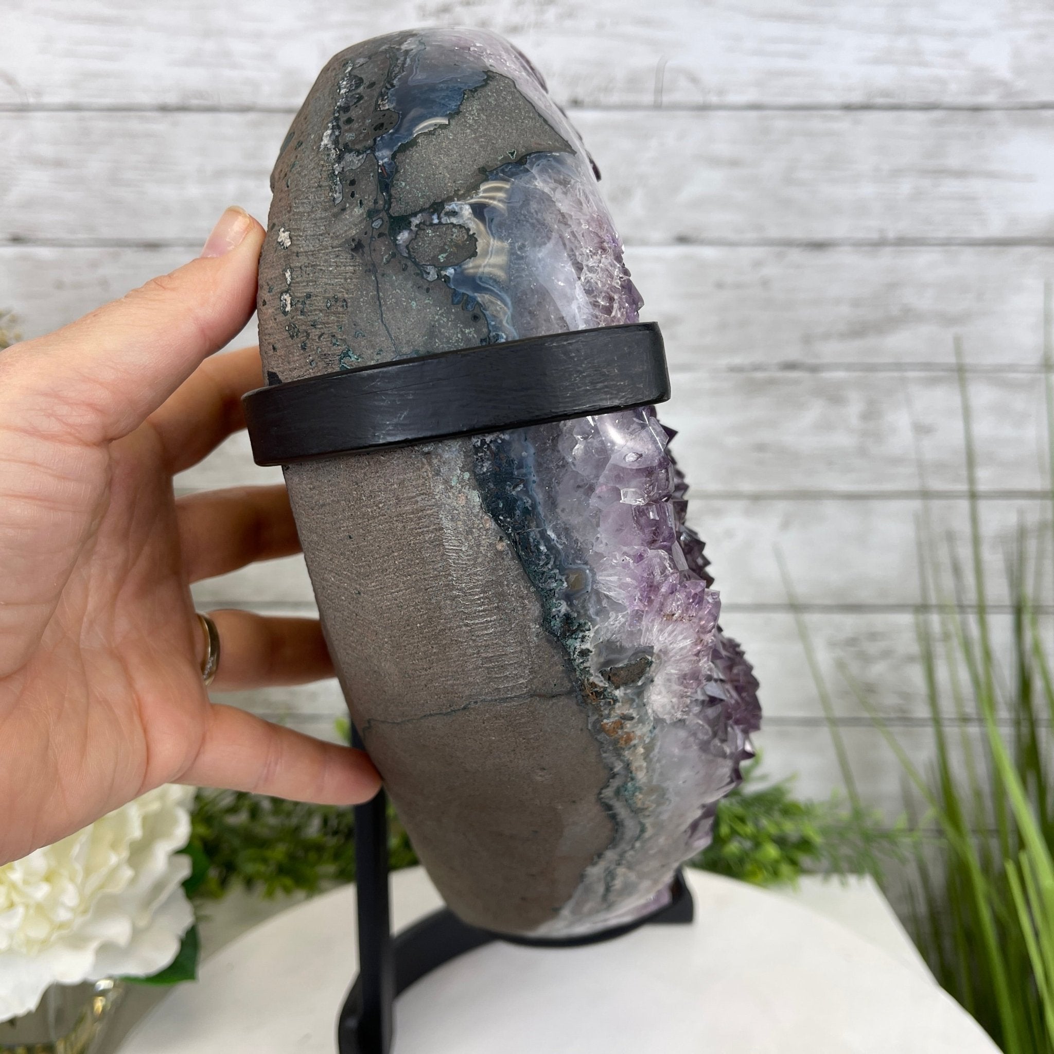 Extra Quality Amethyst Heart Geode, metal stand, 40.5 lbs & 14.75" Tall #5463-0188 by Brazil Gems - Brazil GemsBrazil GemsExtra Quality Amethyst Heart Geode, metal stand, 40.5 lbs & 14.75" Tall #5463-0188 by Brazil GemsHearts5463-0188