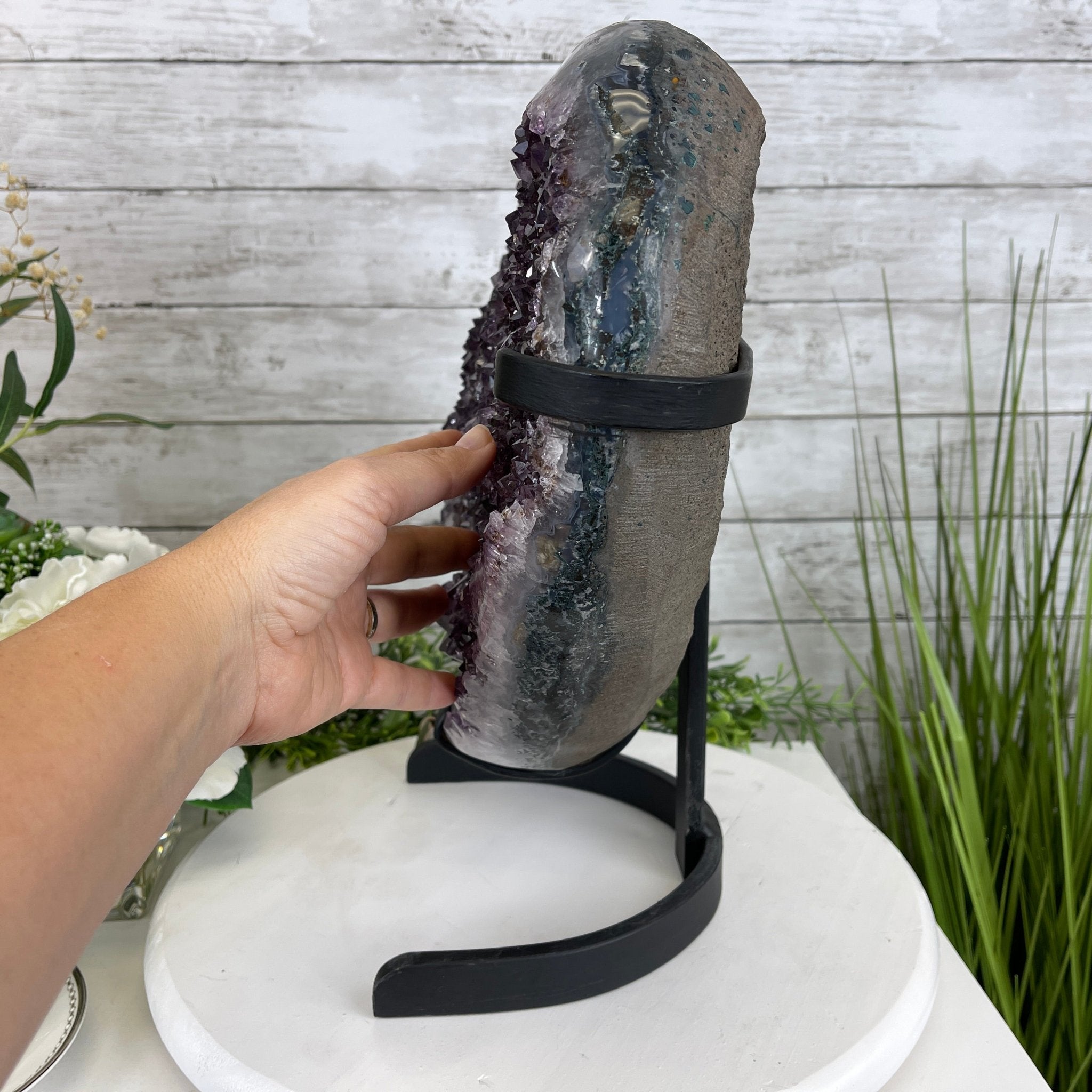 Extra Quality Amethyst Heart Geode, metal stand, 40.5 lbs & 14.75" Tall #5463-0188 by Brazil Gems - Brazil GemsBrazil GemsExtra Quality Amethyst Heart Geode, metal stand, 40.5 lbs & 14.75" Tall #5463-0188 by Brazil GemsHearts5463-0188