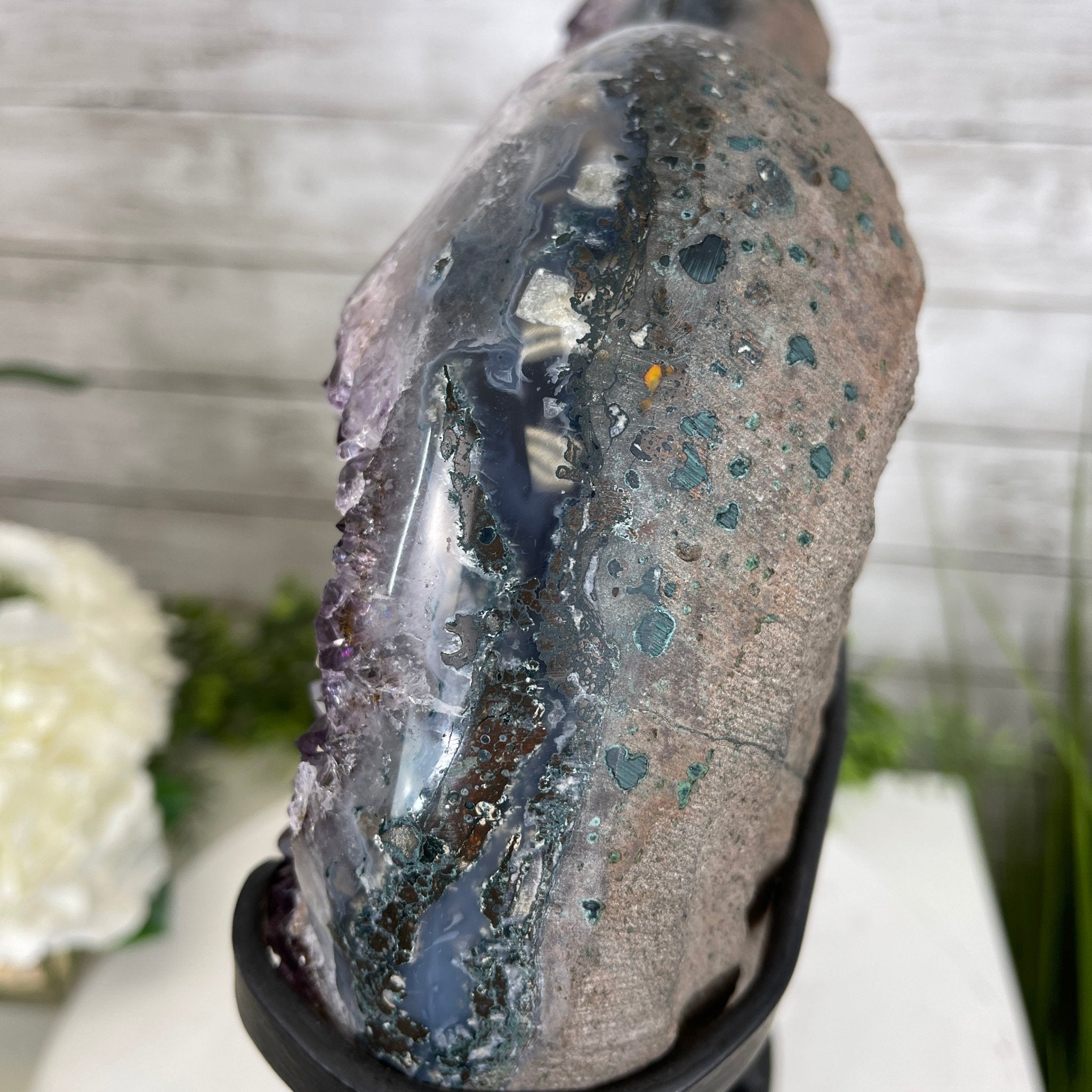 Extra Quality Amethyst Heart Geode, metal stand, 40.5 lbs & 14.75" Tall #5463-0188 by Brazil Gems - Brazil GemsBrazil GemsExtra Quality Amethyst Heart Geode, metal stand, 40.5 lbs & 14.75" Tall #5463-0188 by Brazil GemsHearts5463-0188