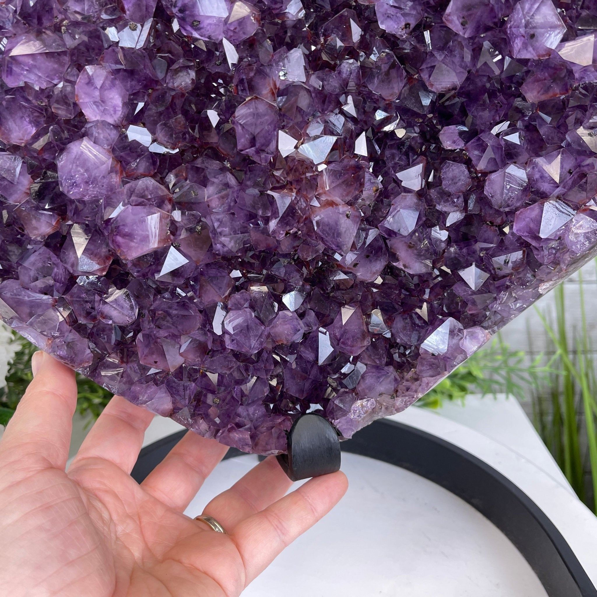 Extra Quality Amethyst Heart Geode, metal stand, 50 lbs & 19" Tall #5463-0190 by Brazil Gems - Brazil GemsBrazil GemsExtra Quality Amethyst Heart Geode, metal stand, 50 lbs & 19" Tall #5463-0190 by Brazil GemsHearts5463-0190