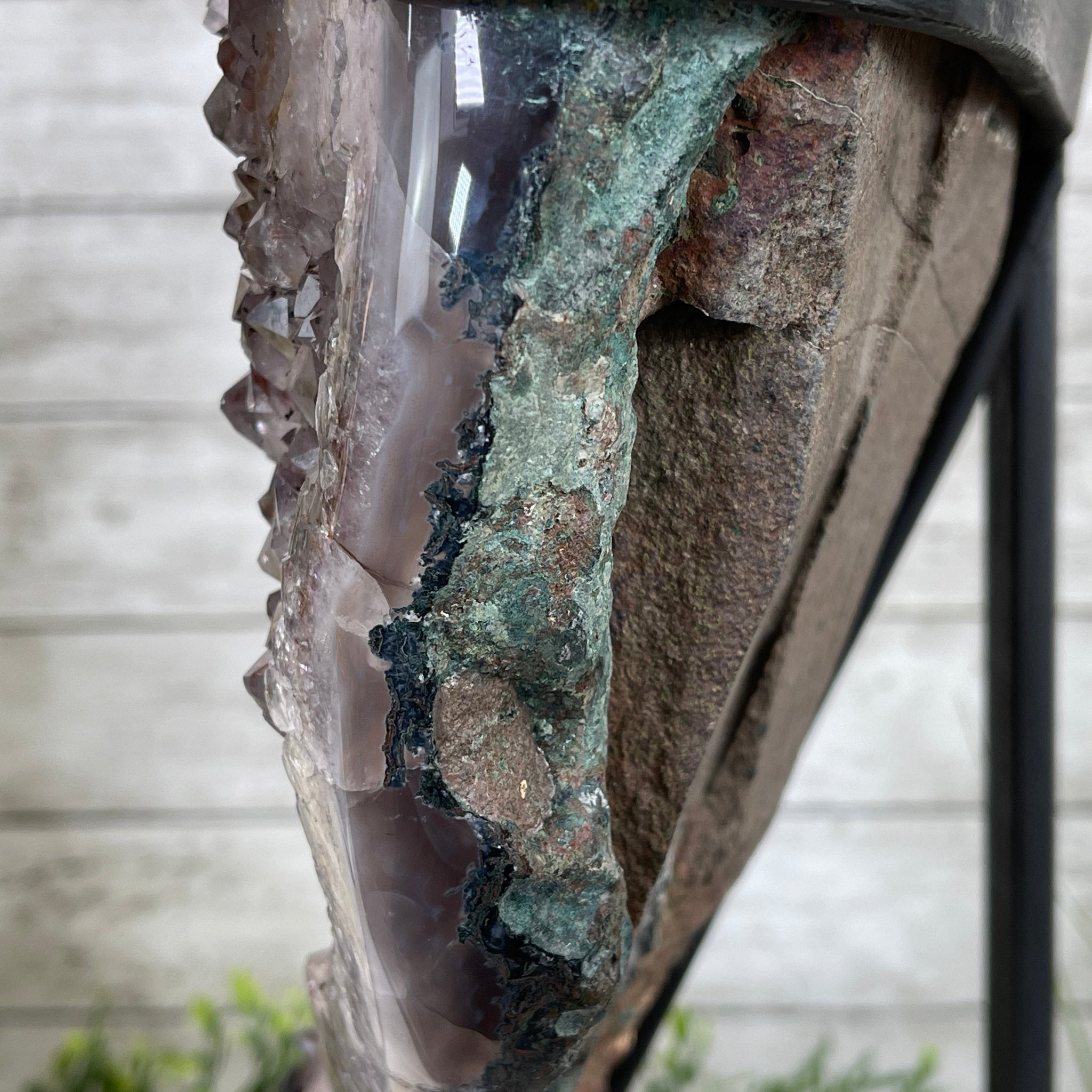 Extra Quality Amethyst Heart Geode, metal stand, 63.3 lbs & 19.5" Tall #5463-0195 by Brazil Gems - Brazil GemsBrazil GemsExtra Quality Amethyst Heart Geode, metal stand, 63.3 lbs & 19.5" Tall #5463-0195 by Brazil GemsHearts5463-0195